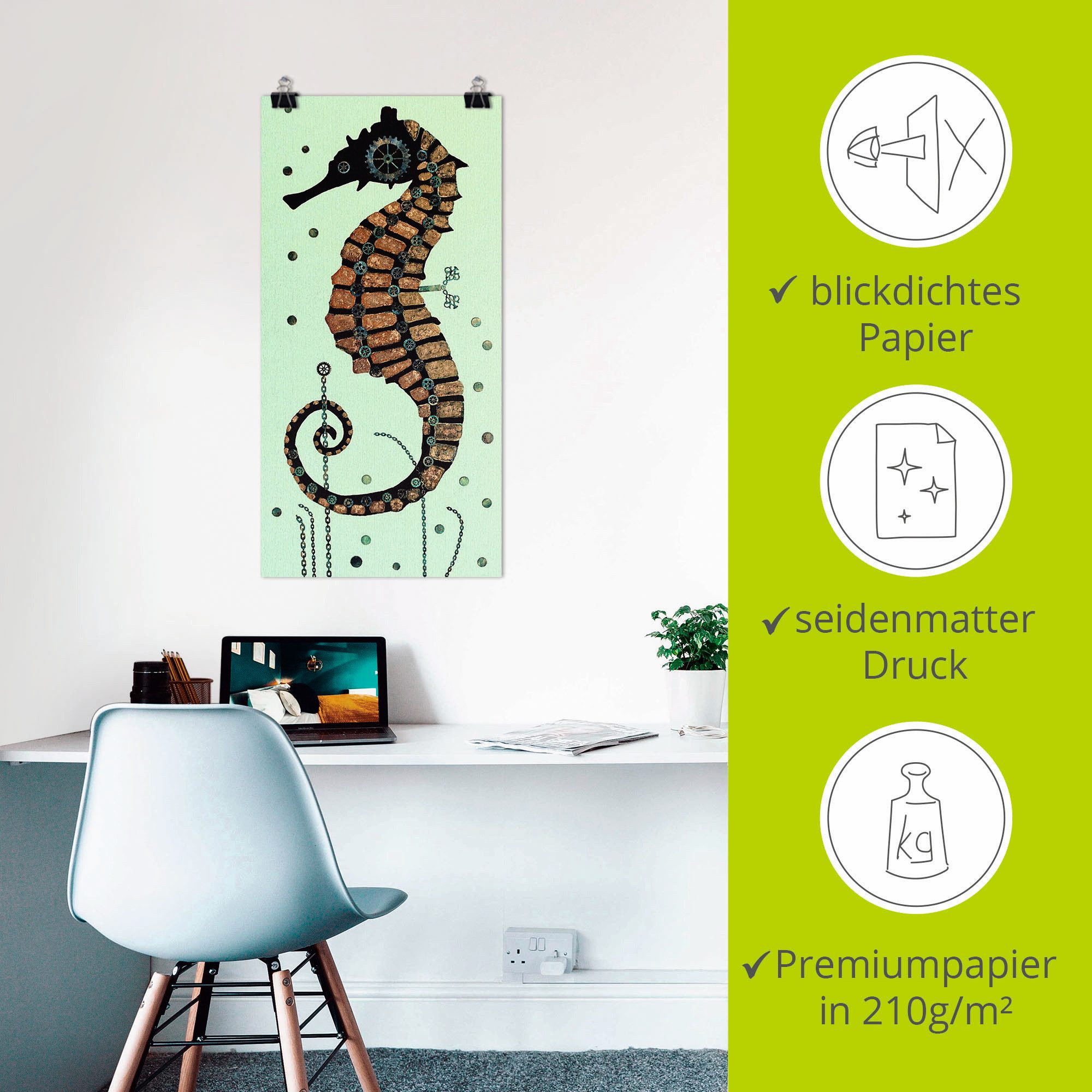 Artland Poster Zeepaardje textuur als artprint van aluminium, artprint op linnen, muursticker of poster in verschillende maten