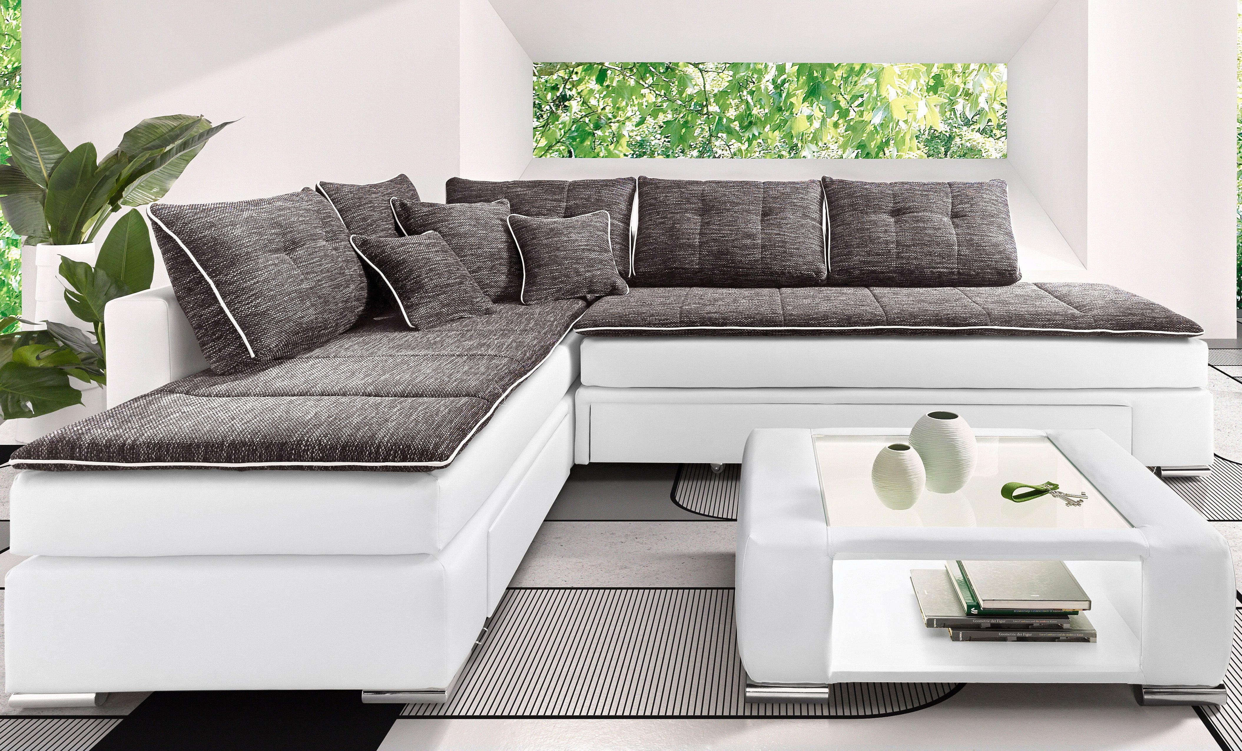 INOSIGN Hoekbank Night & Day L-vorm met permanente slaapfunctie zonder armleuningen met boxspring-bedfunctie 180x200 cm en opberglade, doorlopend