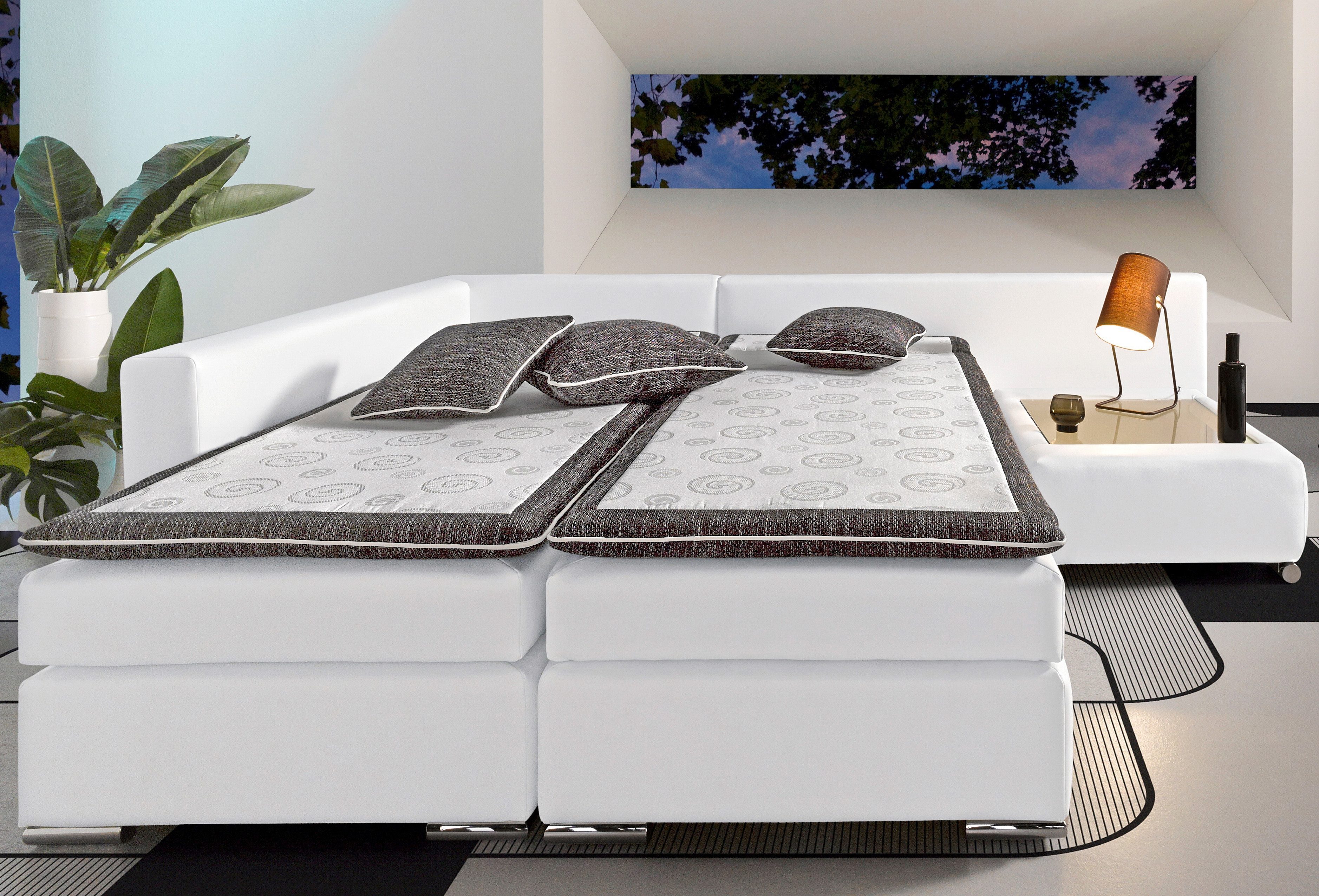 INOSIGN Hoekbank Boxspringbed Night & Day L-vorm met permanente slaapfunctie zonder armleuningen