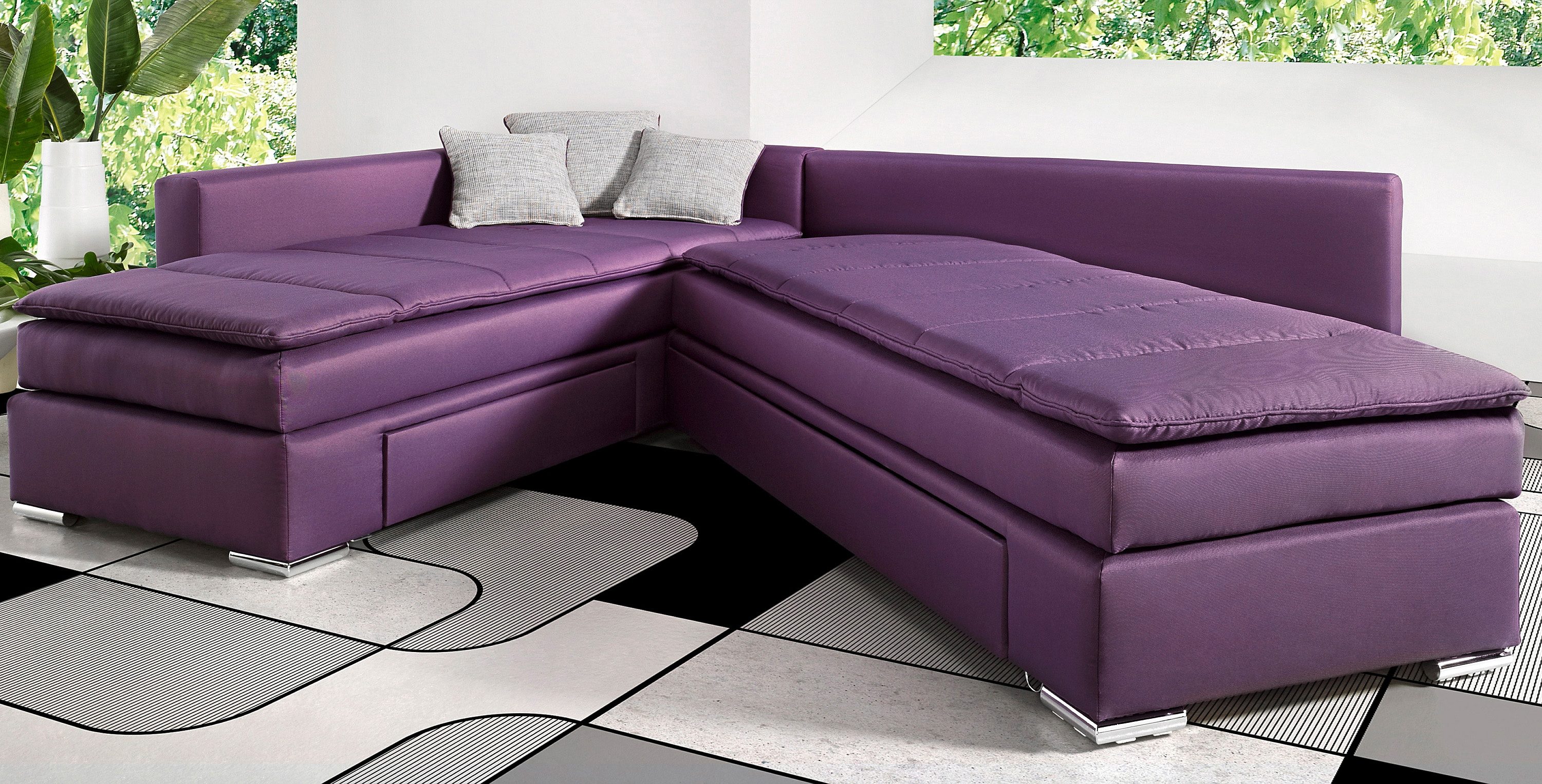 INOSIGN Hoekbank Boxspringbed Night & Day L-vorm met permanente slaapfunctie zonder armleuningen