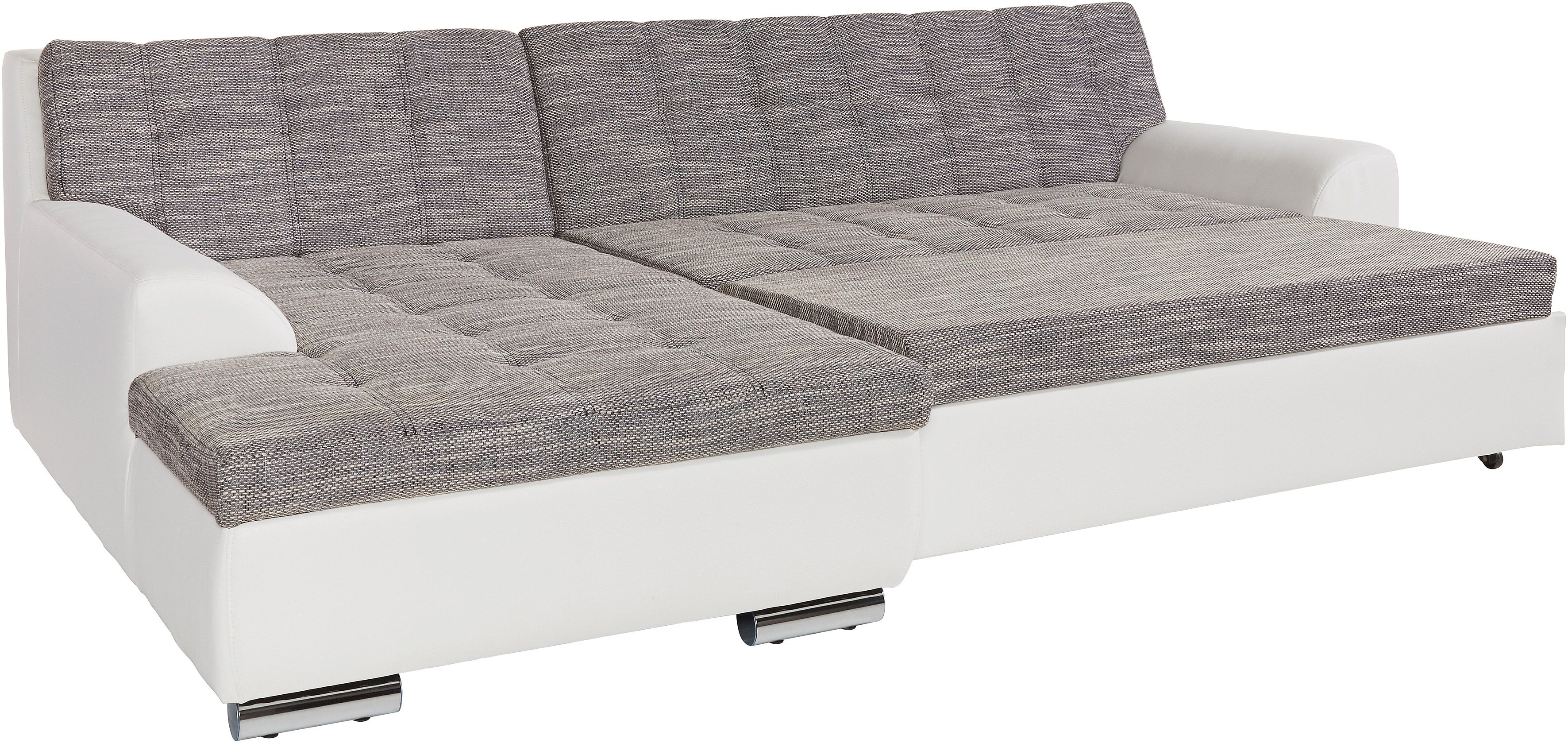 DOMO collection Hoekbank Treviso veel bekledingen, ook in cord, L-vorm, B/D/H: 267/80/83 cm optioneel met slaapbank functie, incl. sierkussens, hoogwaardig doorgestikt patroon
