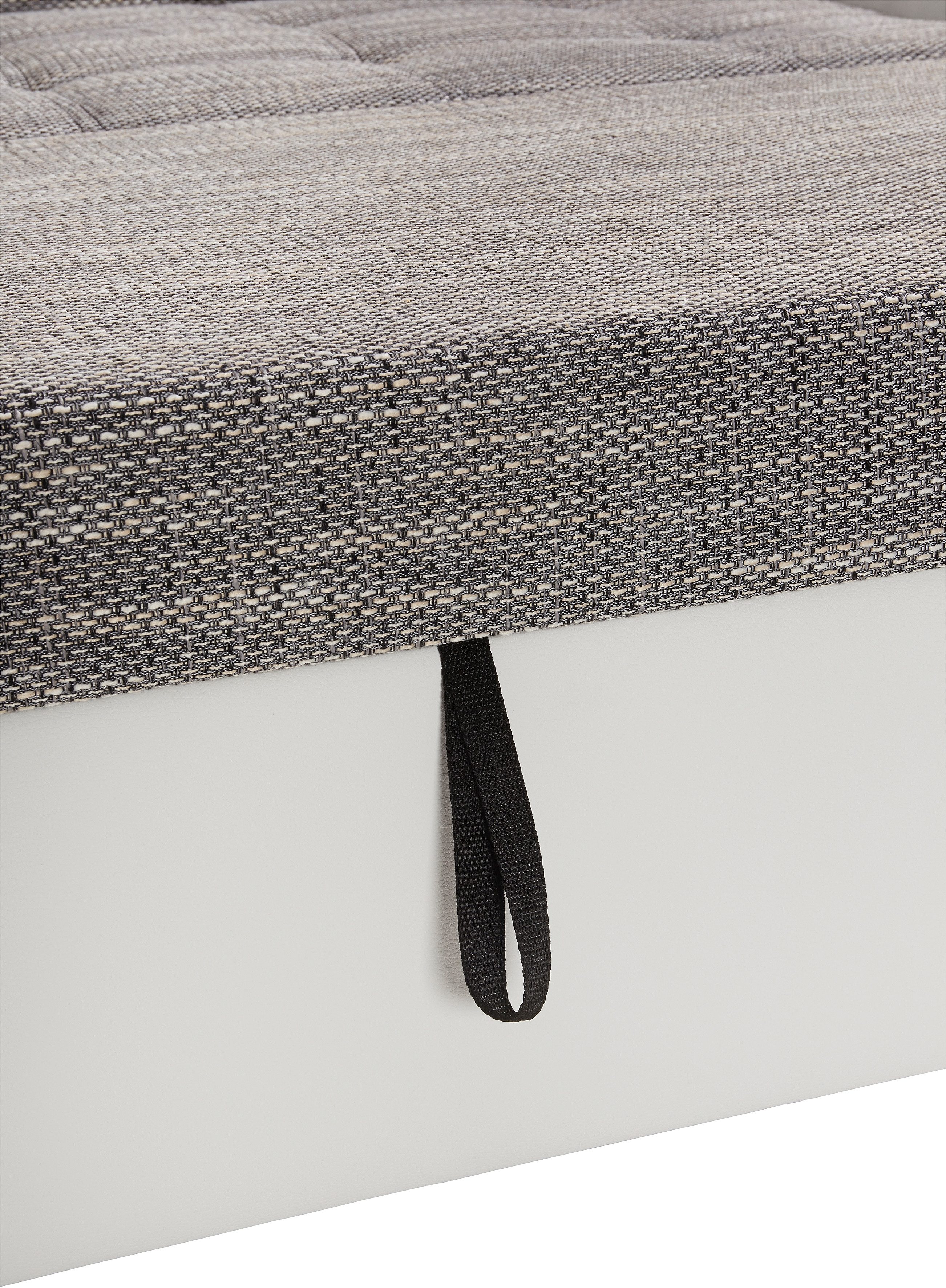 DOMO collection Hoekbank Treviso veel bekledingen, ook in cord, L-vorm, B/D/H: 267/80/83 cm optioneel met slaapbank functie, incl. sierkussens, hoogwaardig doorgestikt patroon