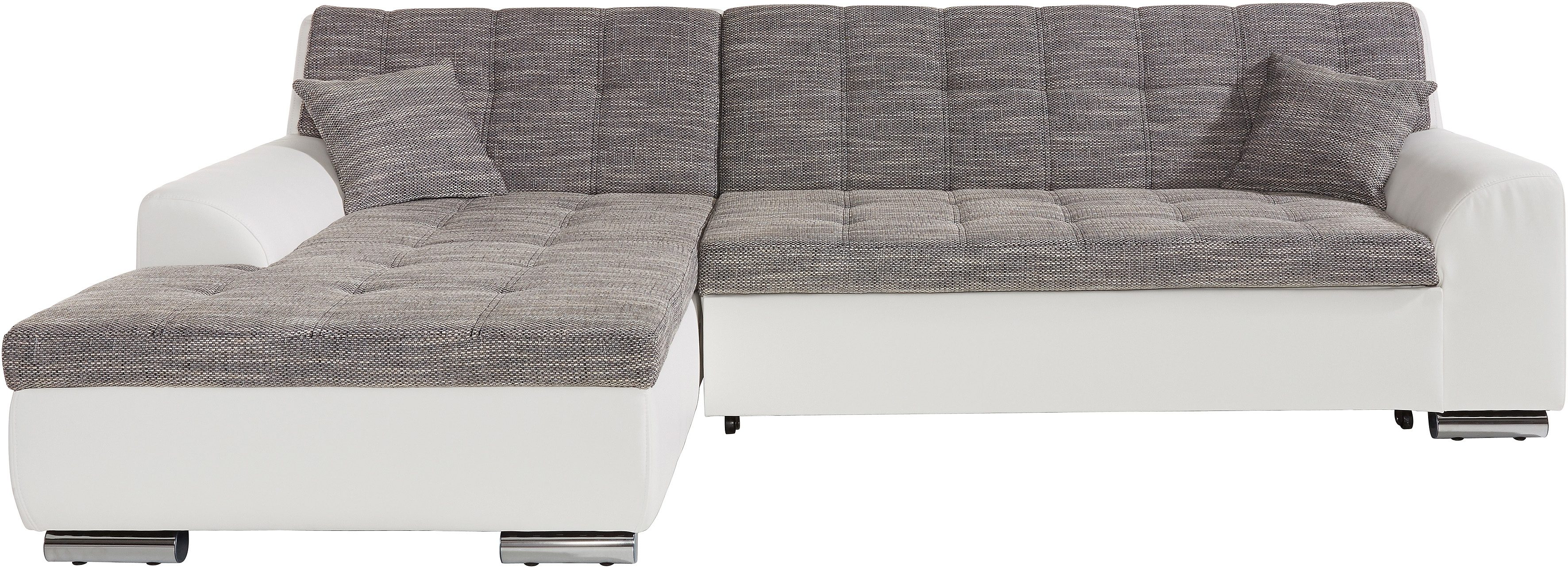 DOMO collection Hoekbank Treviso veel bekledingen, ook in cord, L-vorm, B/D/H: 267/80/83 cm optioneel met slaapbank functie, incl. sierkussens, hoogwaardig doorgestikt patroon