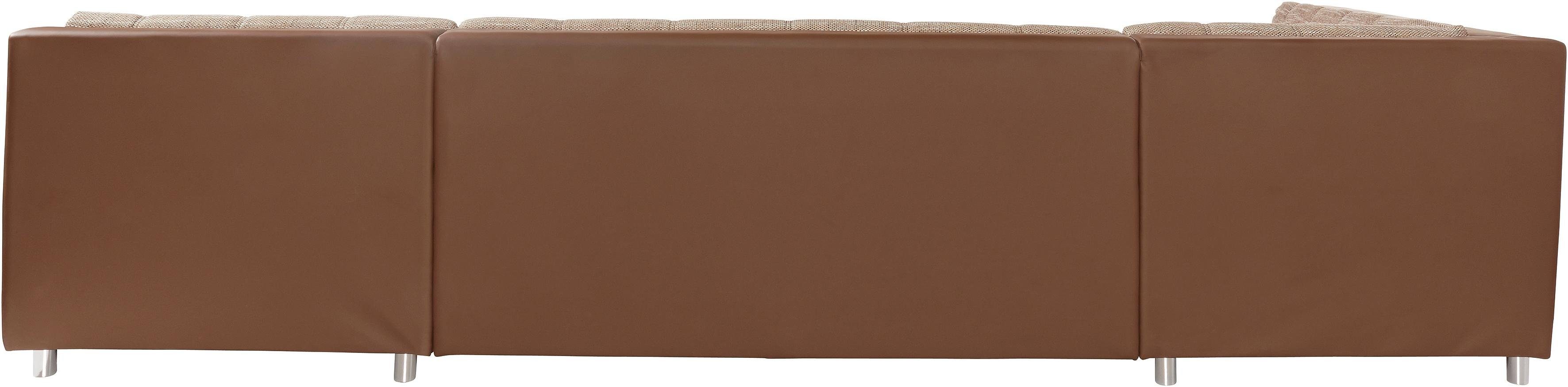 DOMO collection Zithoek Treviso inclusief sierkussen, moderne stiksels, XXL: B/D/H: 364/201/83 cm naar keuze met slaapfunctie, in vele soorten bekleding ook in cord u-model