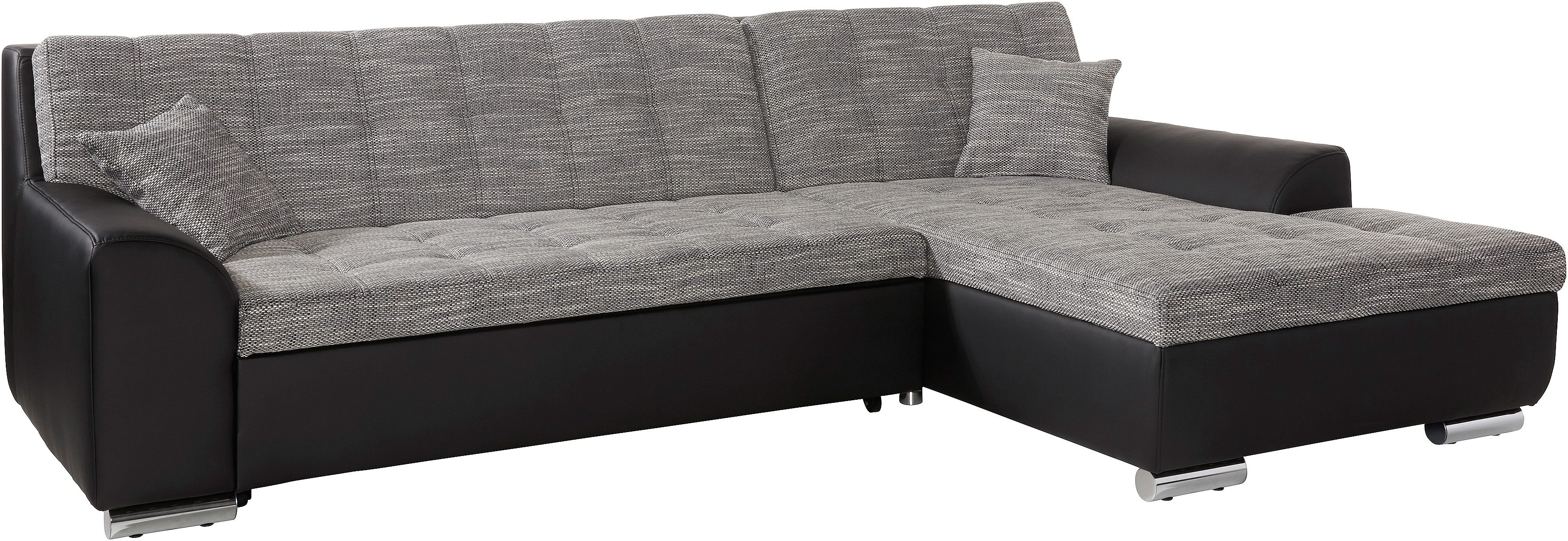 DOMO collection Hoekbank Treviso veel bekledingen, ook in cord, L-vorm, B/D/H: 267/80/83 cm optioneel met slaapbank functie, incl. sierkussens, hoogwaardig doorgestikt patroon