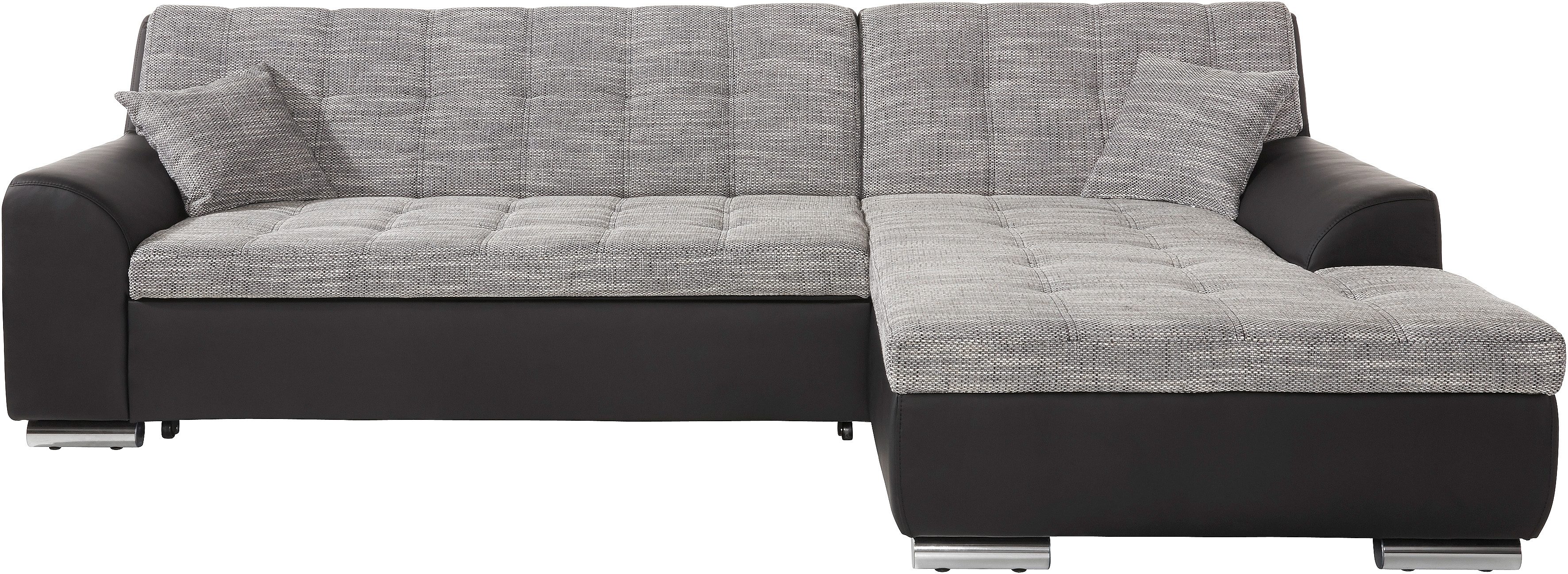 DOMO collection Hoekbank Treviso veel bekledingen, ook in cord, L-vorm, B/D/H: 267/80/83 cm optioneel met slaapbank functie, incl. sierkussens, hoogwaardig doorgestikt patroon