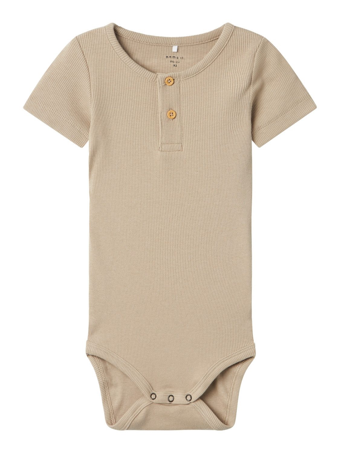 Name It Body met korte mouwen NBMKAB SS BODY NOOS jongens rompertjes maat 56 beige