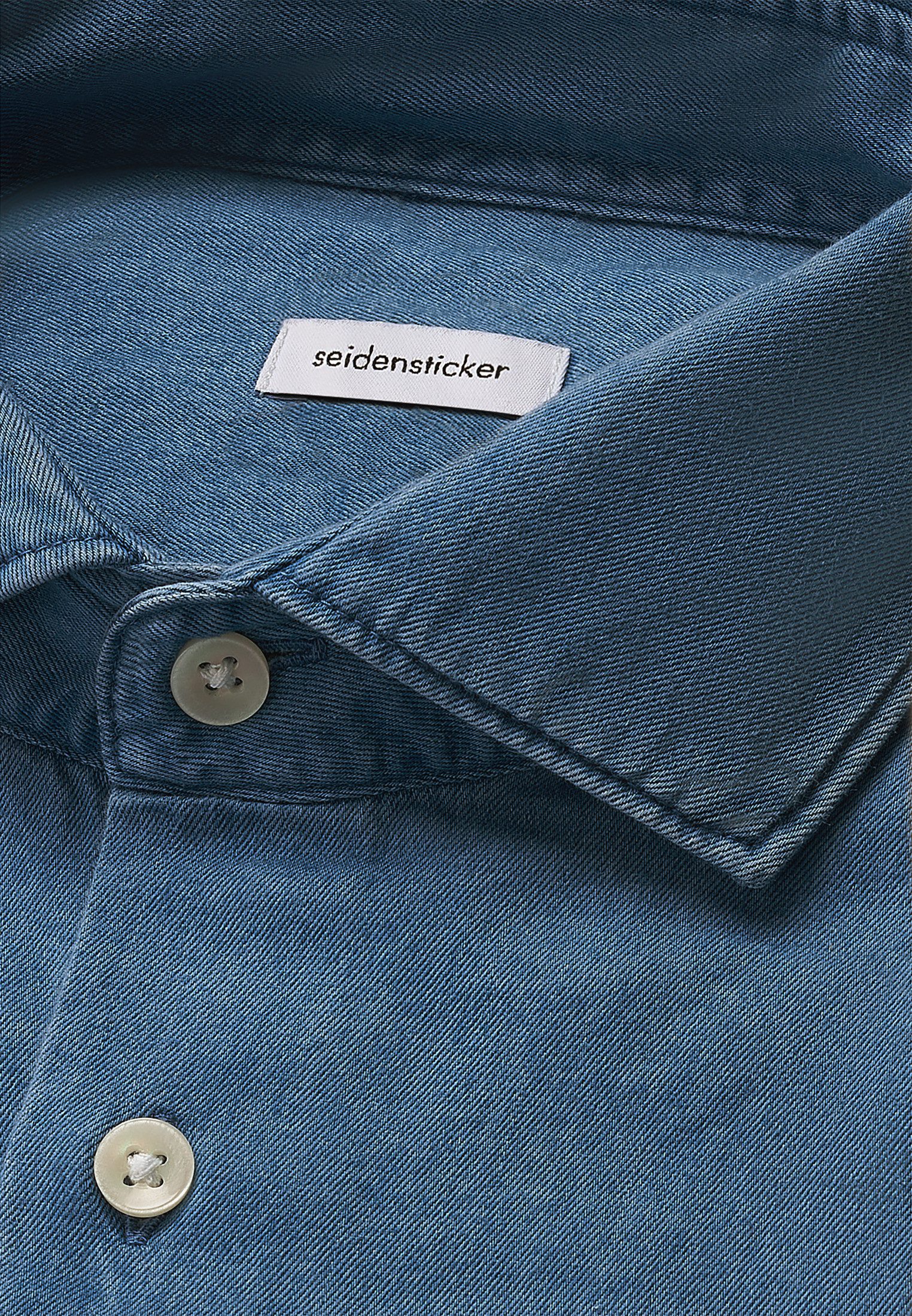 seidensticker Businessoverhemd Zwarte roos Regular 1/1 Kent kraag denim