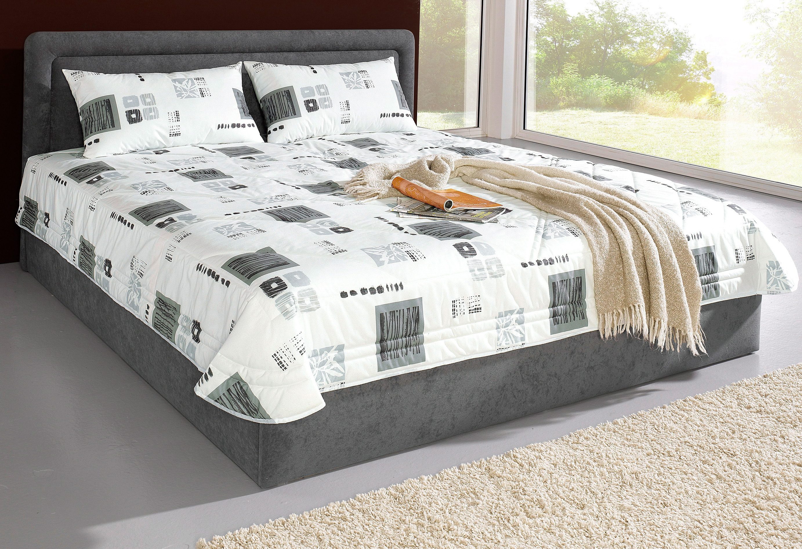 Westfalia Polsterbetten Gestoffeerd bed met bedkist bij uitvoering met matras bedden maat 190 cm x 210 cm x 34 cm grijs