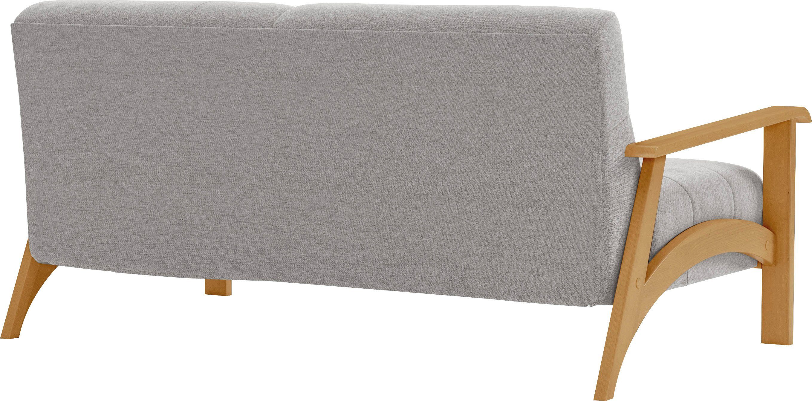 sit&more 2,5-zitsbank Billund Armleuningen van eikenkleurig beukenhout, verschillende bekledingen en kleuren