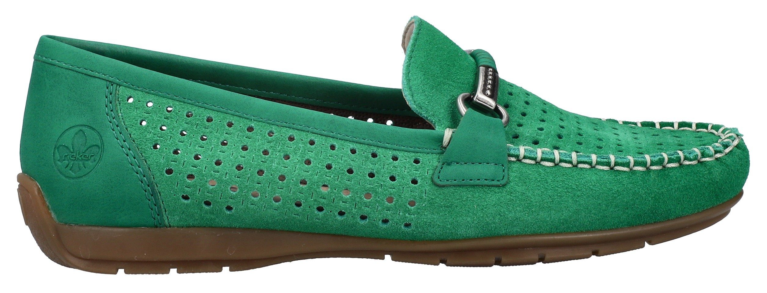 Rieker Instappers moccasin, loafer, zomerschoen met siernaad