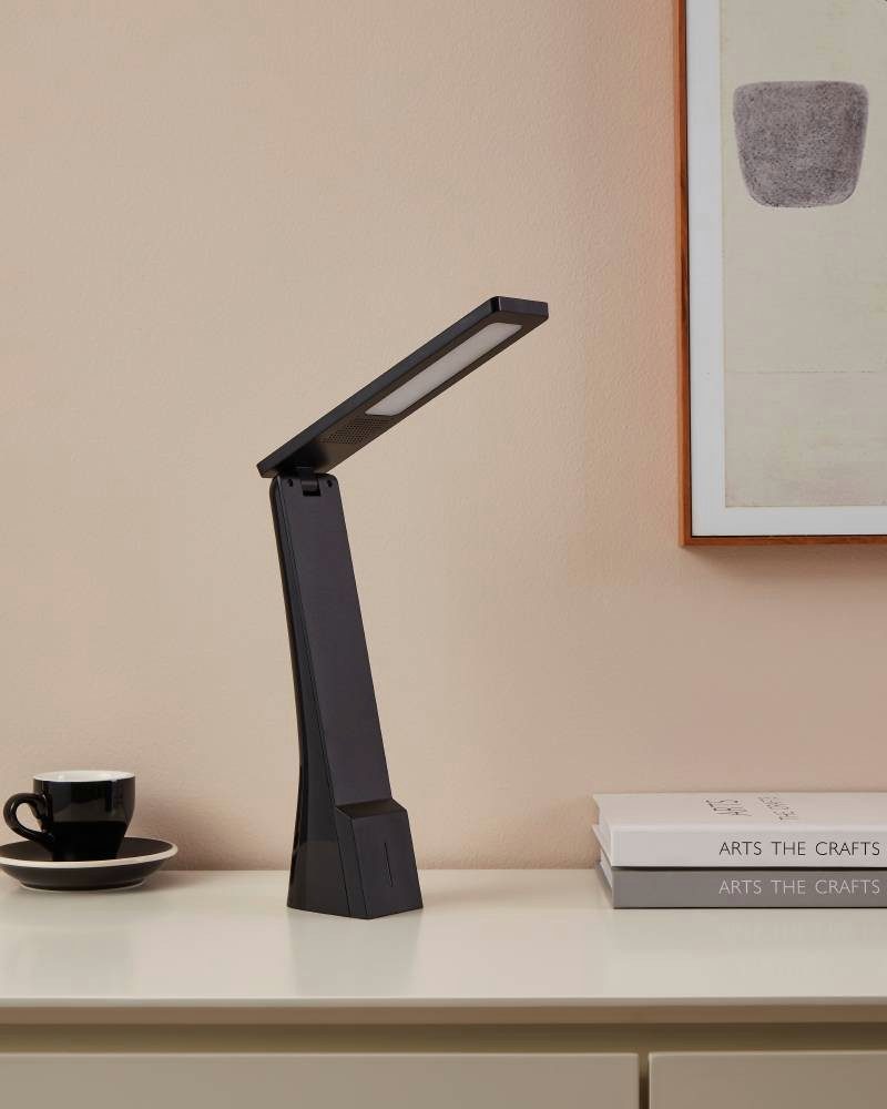 EGLO Tafellamp LA SECA LED tafellamp, zwart, touchsensor, dimbaar, USB Tafellamp met touch, dimbaar, bureaulamp, led-bureaulamp