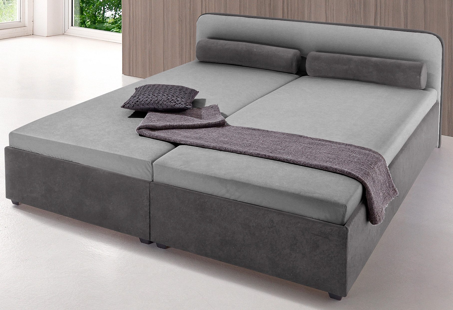 Maintal Gestoffeerd bed naar keuze met bedkist bedden grijs