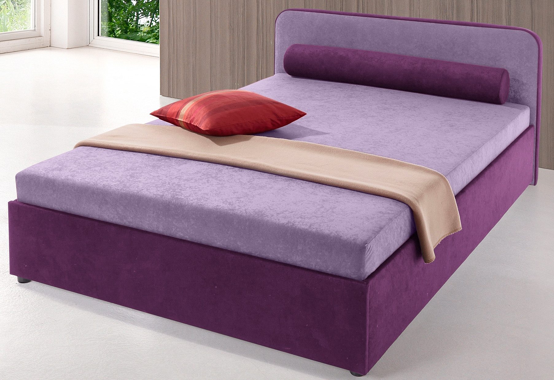 Maintal Gestoffeerd bed naar keuze met bedkist bedden paars