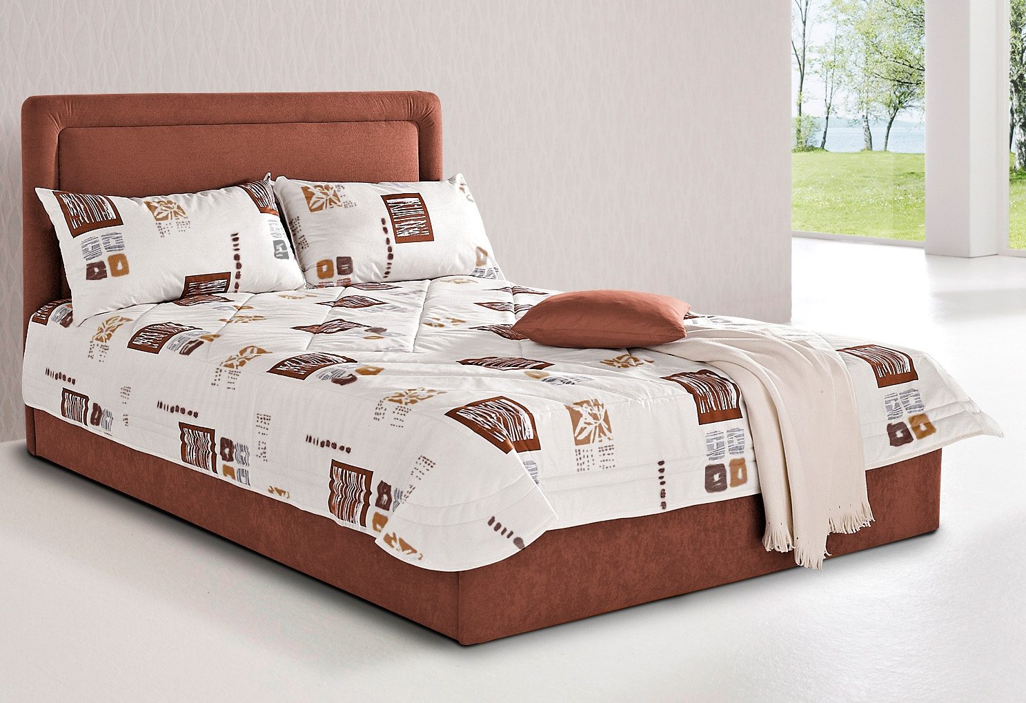 Westfalia Polsterbetten Gestoffeerd bed met bedkist bij uitvoering met matras bedden maat 150 cm x 210 cm x 34 cm bruin