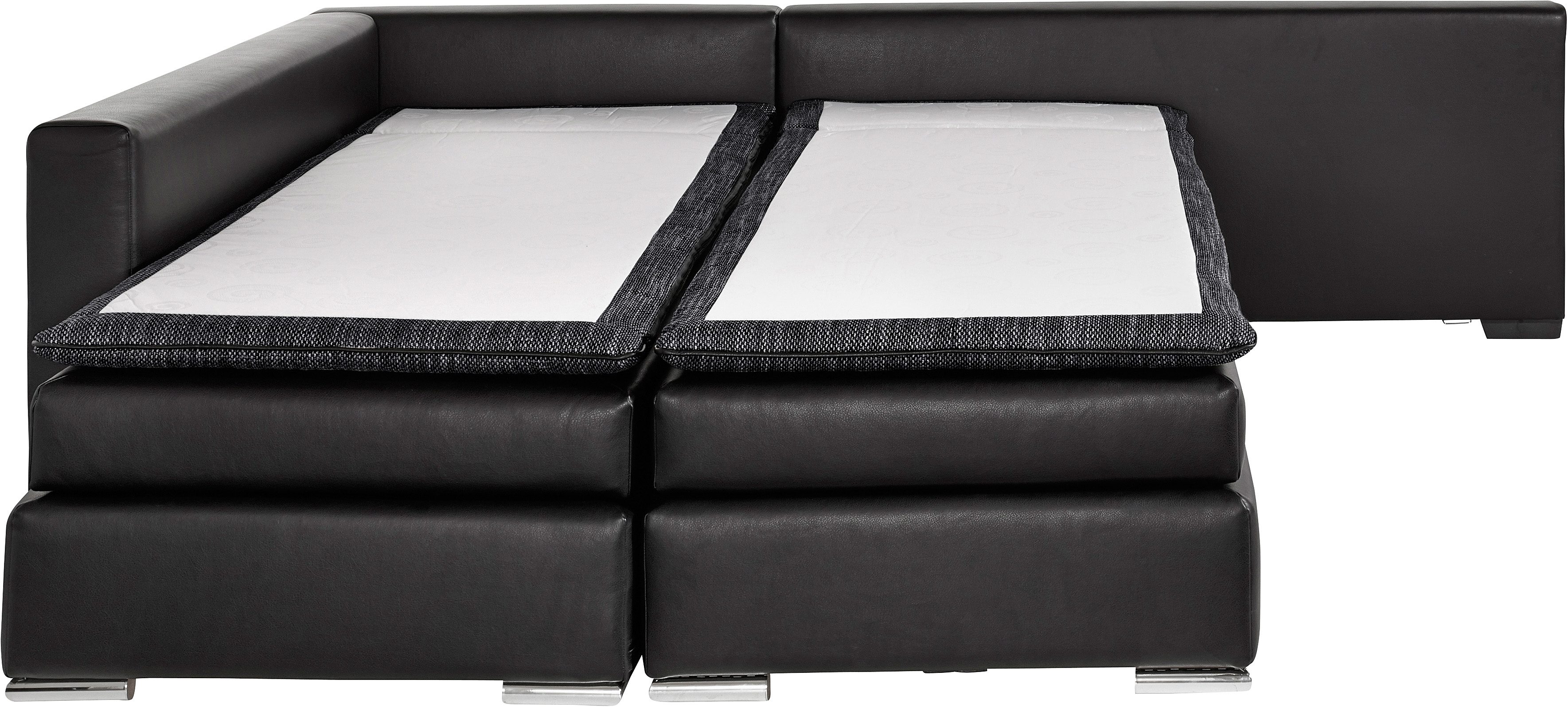 INOSIGN Hoekbank Boxspringbed Night & Day L-vorm met permanente slaapfunctie zonder armleuningen