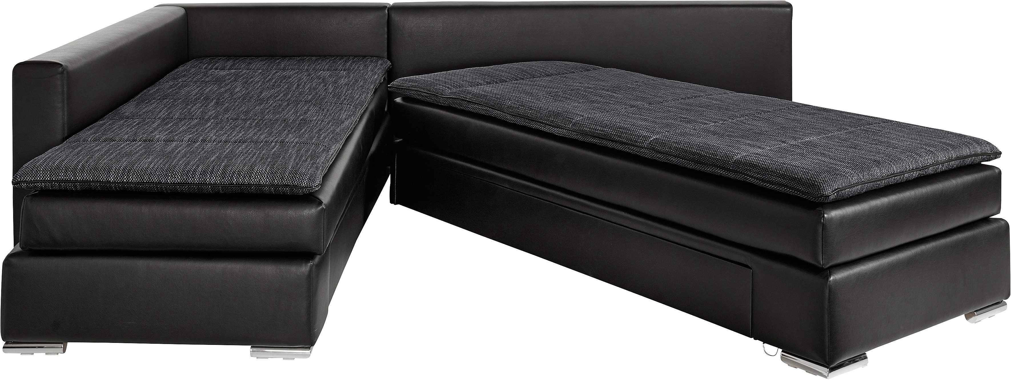 INOSIGN Hoekbank Boxspringbed Night & Day L-vorm met permanente slaapfunctie zonder armleuningen