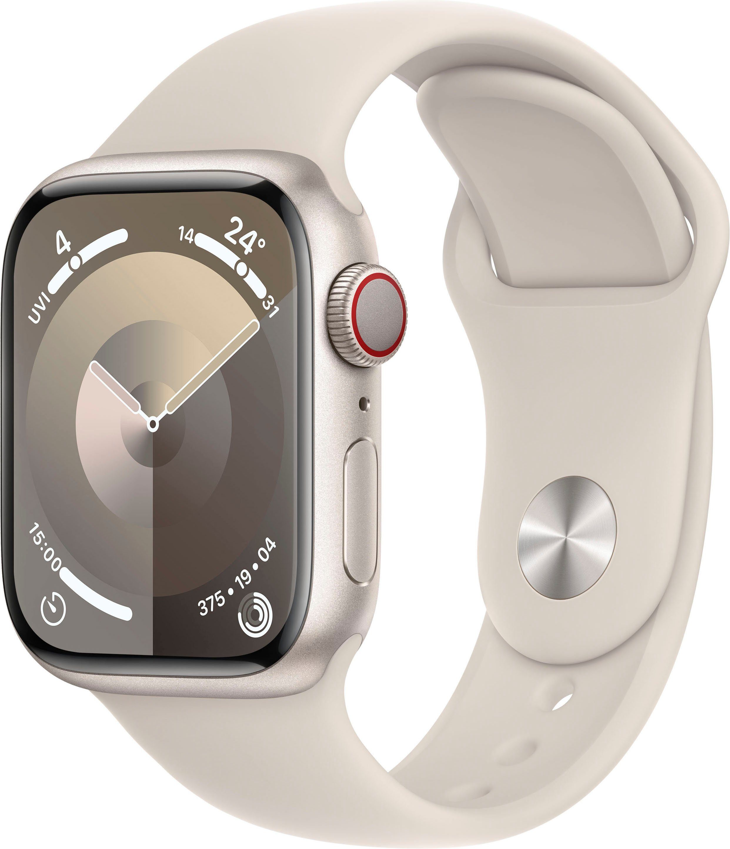 Apple Watch Series 9 GPS + Cellular 41 mm Aluminium kast Sportband Starlight S-M