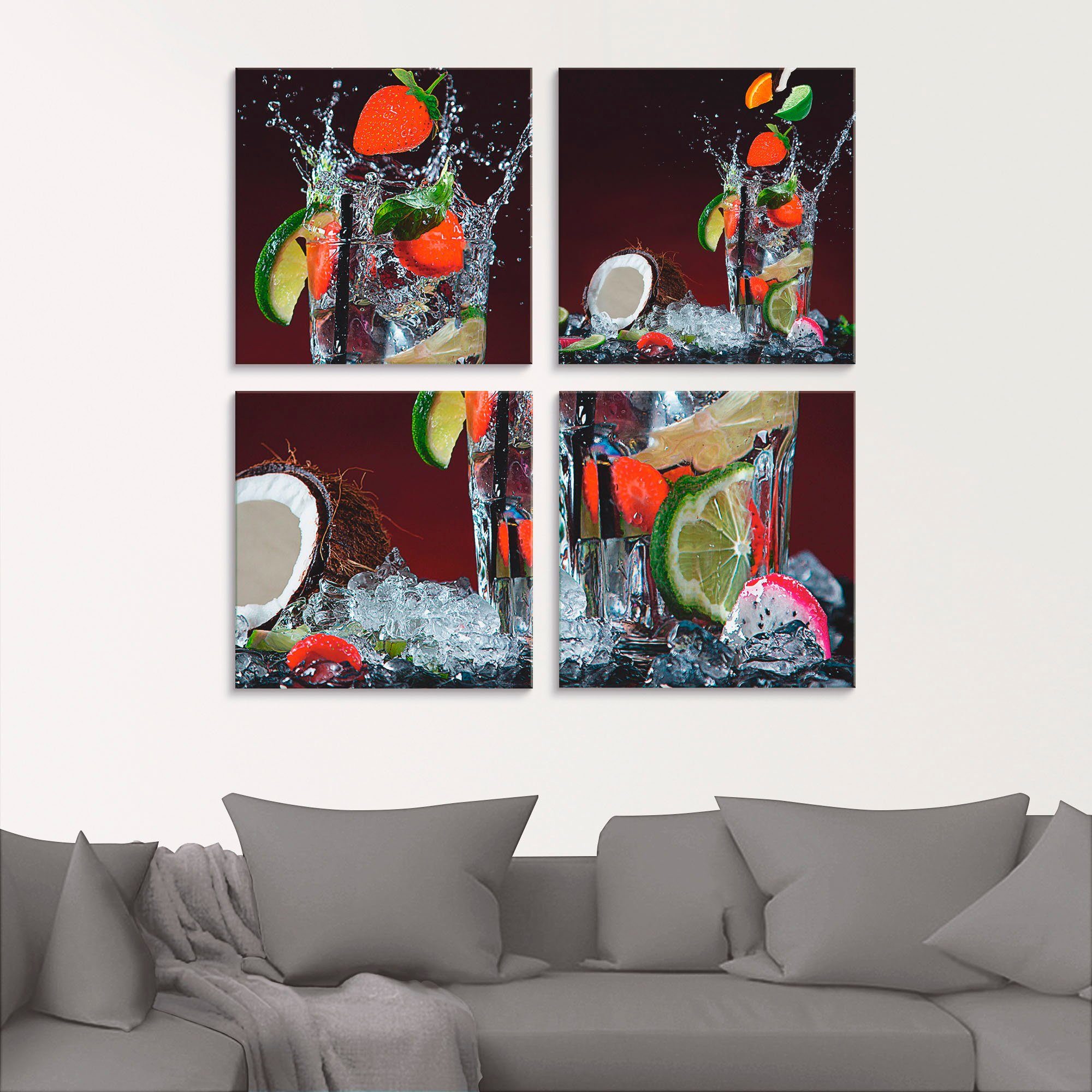 Artland Print op glas Verse fruitcocktail in verschillende maten (4-delig)