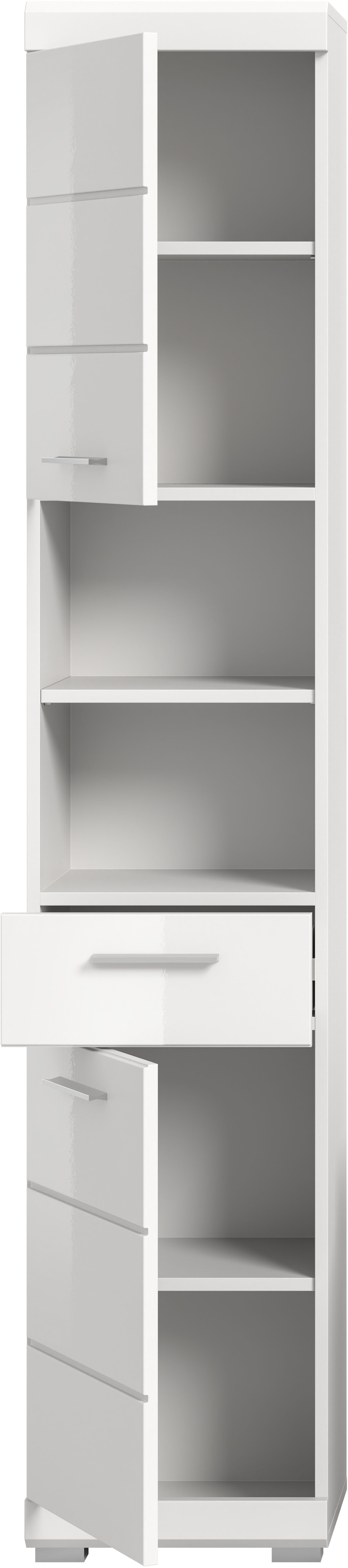 INOSIGN Hoge kast Siena, breedte 37 cm, 2 deuren, 1 lade, 2 open vakken, MDF-front in verschillende kleuren verkrijgbaar, badkamermeubels, badkamerkast, kast, badkamer (1 stuk)