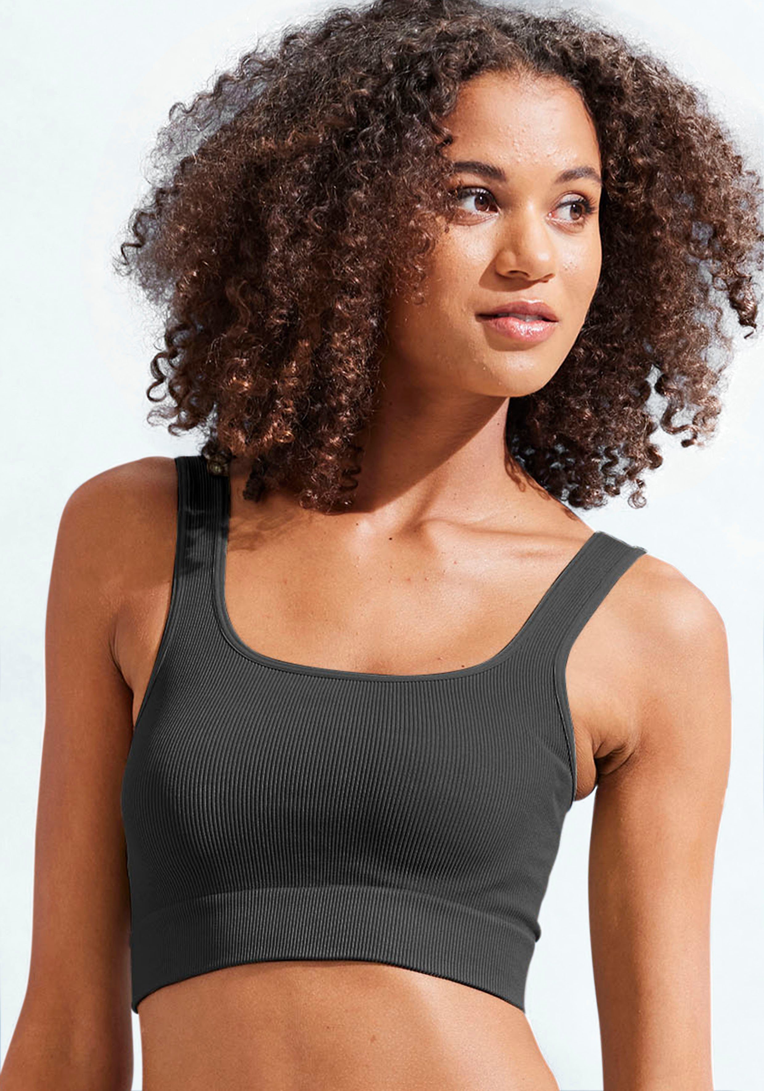 Lascana Crop-top Seamless Top Naadloos top met ribstructuur