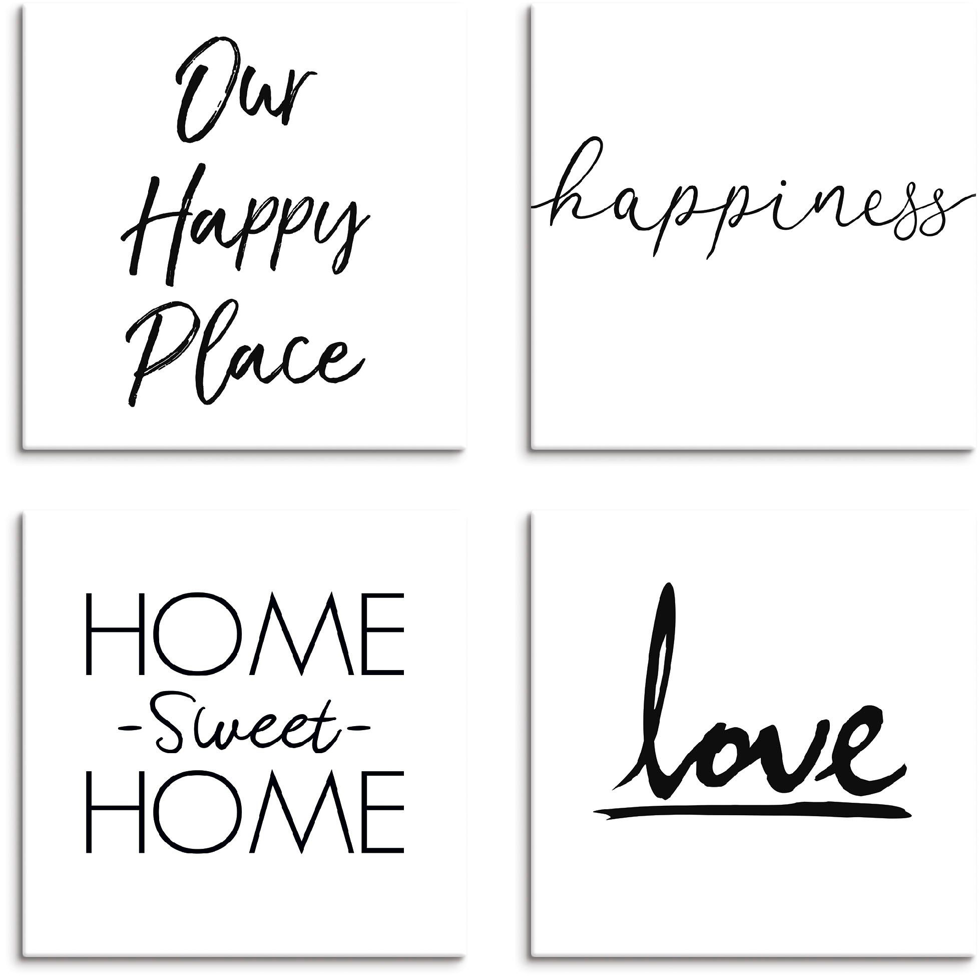 Artland Artprint op linnen Geluk liefde vertrouwd thuis - geluk alleen (4 stuks)
