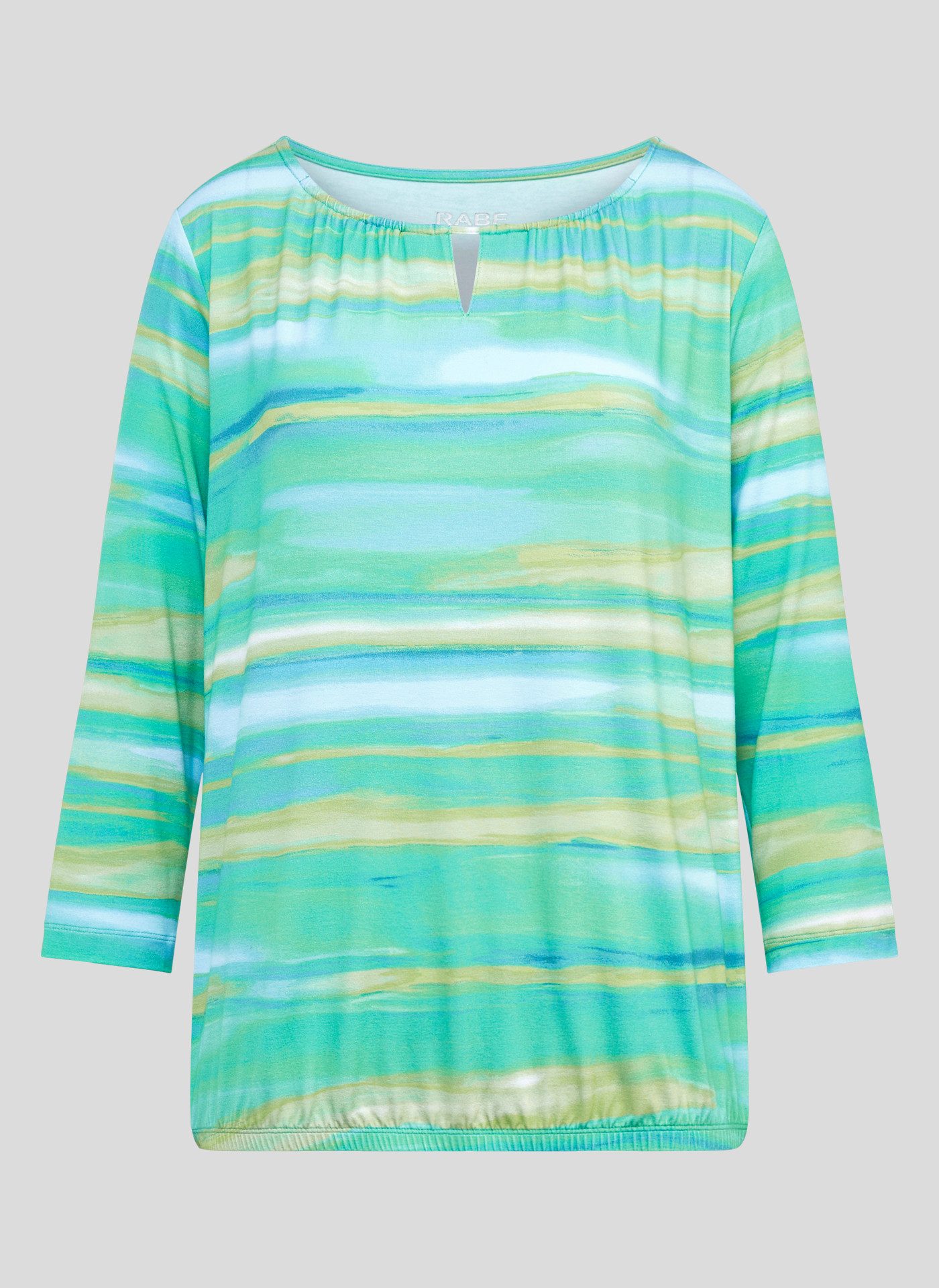 Rabe Shirt met 3/4 mouwen met geraffte ronde hals en split