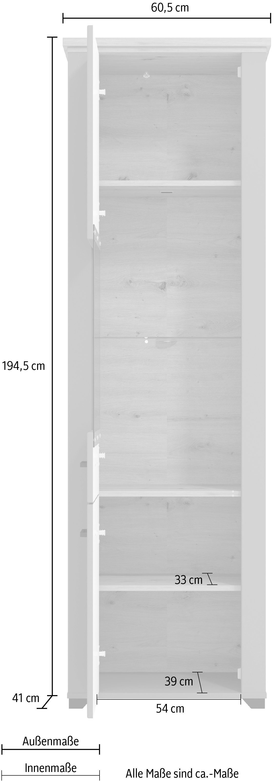 Home affaire Vitrinekast Valencia Deuren en legplanken met 4 mm veiligheidsglas