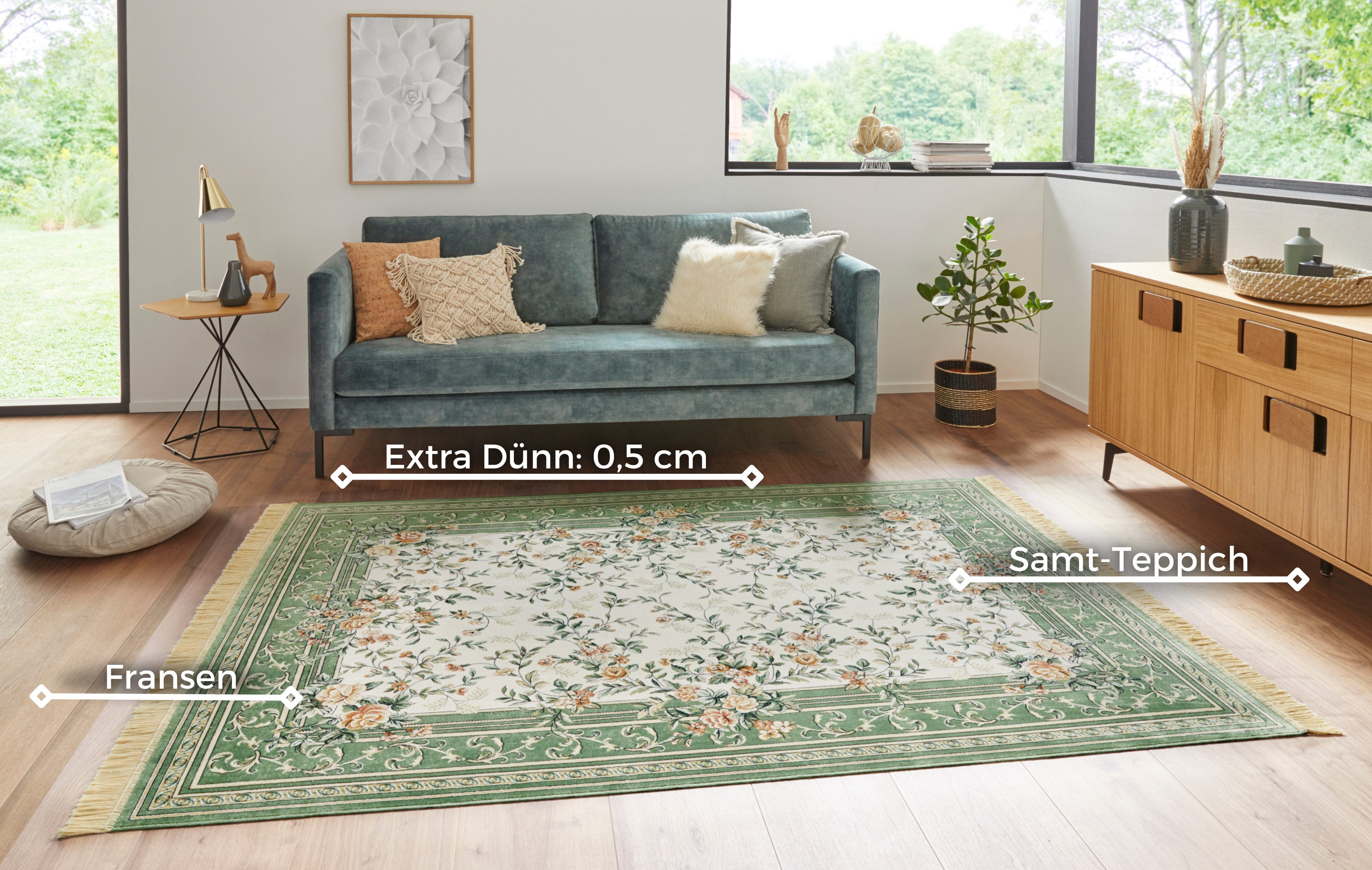 NOURISTAN Vloerkleed Antiek Flowers Oriëntaals met franje, oriënt, woonkamer, slaapkamer, eetkamer