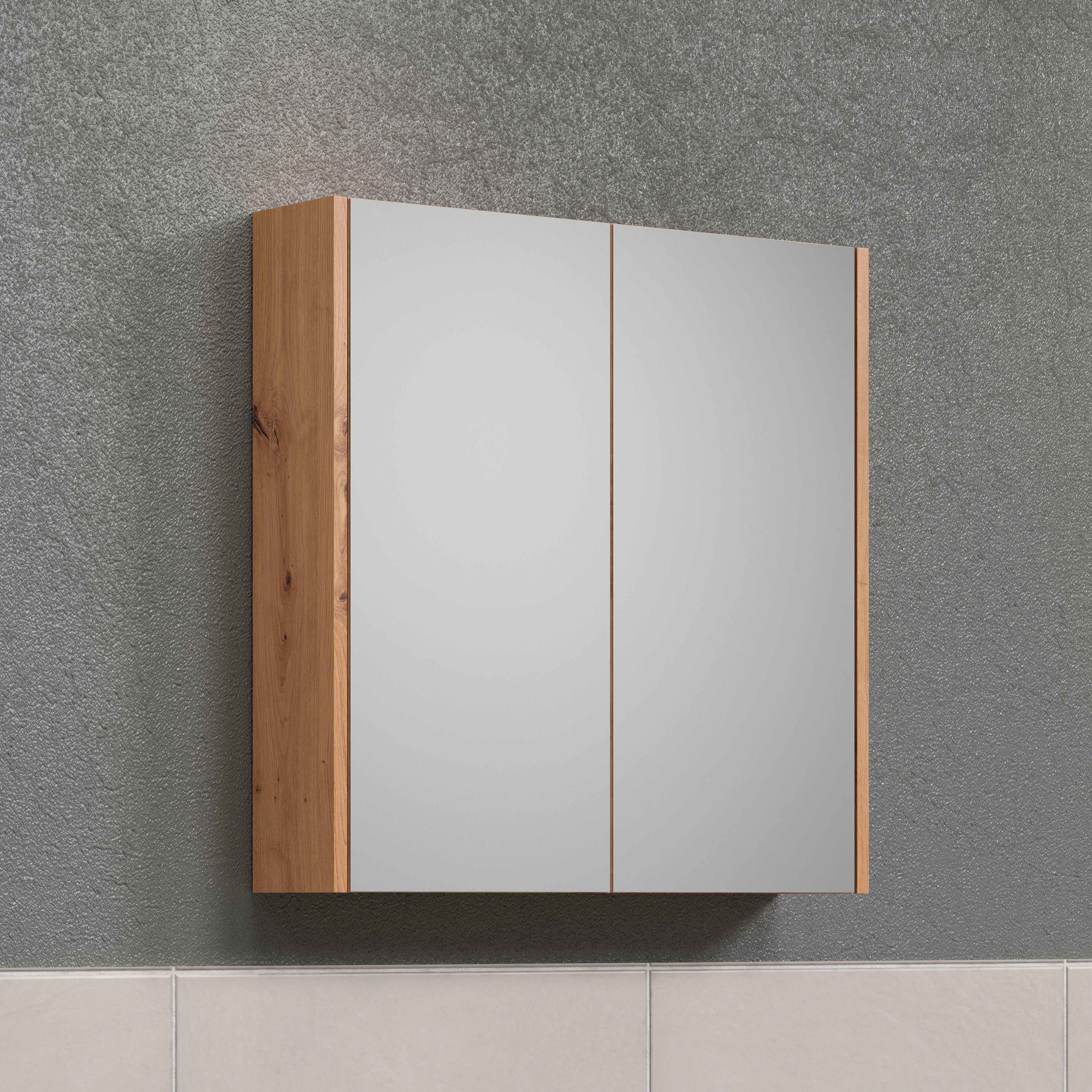 Places of Style Spiegelkast Tarragona Badspiegel met 2 spiegelt deuren en 2 legplanken - (B/D/H) 69/15/70 cm (1 stuk)