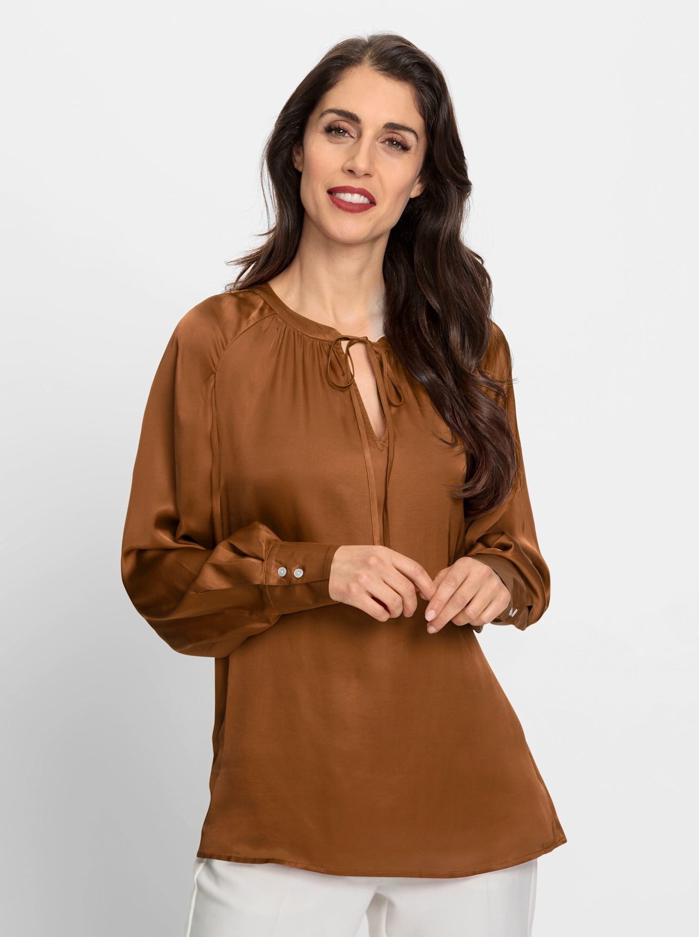 heine Satijnen blouse dames blouses maat 38 bruin