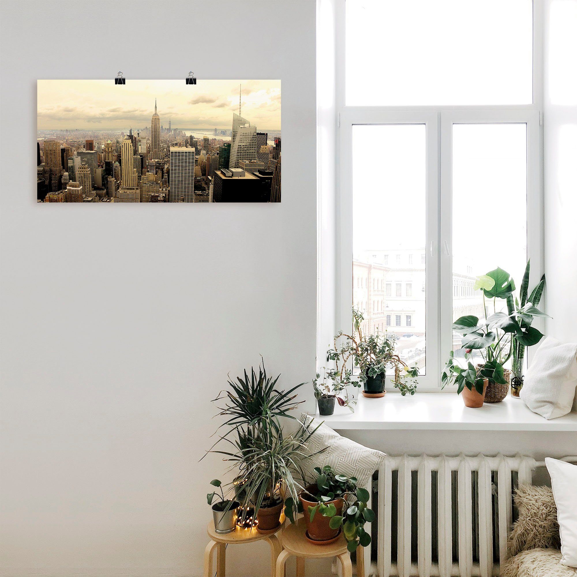 Artland Artprint Skyline Manhattan - New York als artprint van aluminium, artprint voor buiten, artprint op linnen, poster, muursticker