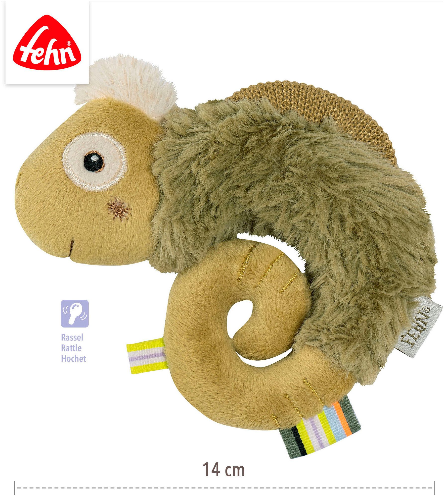 Fehn Grijpspeeltje Lazy, Crazy & Pink, Ring-Grijper Kameleon