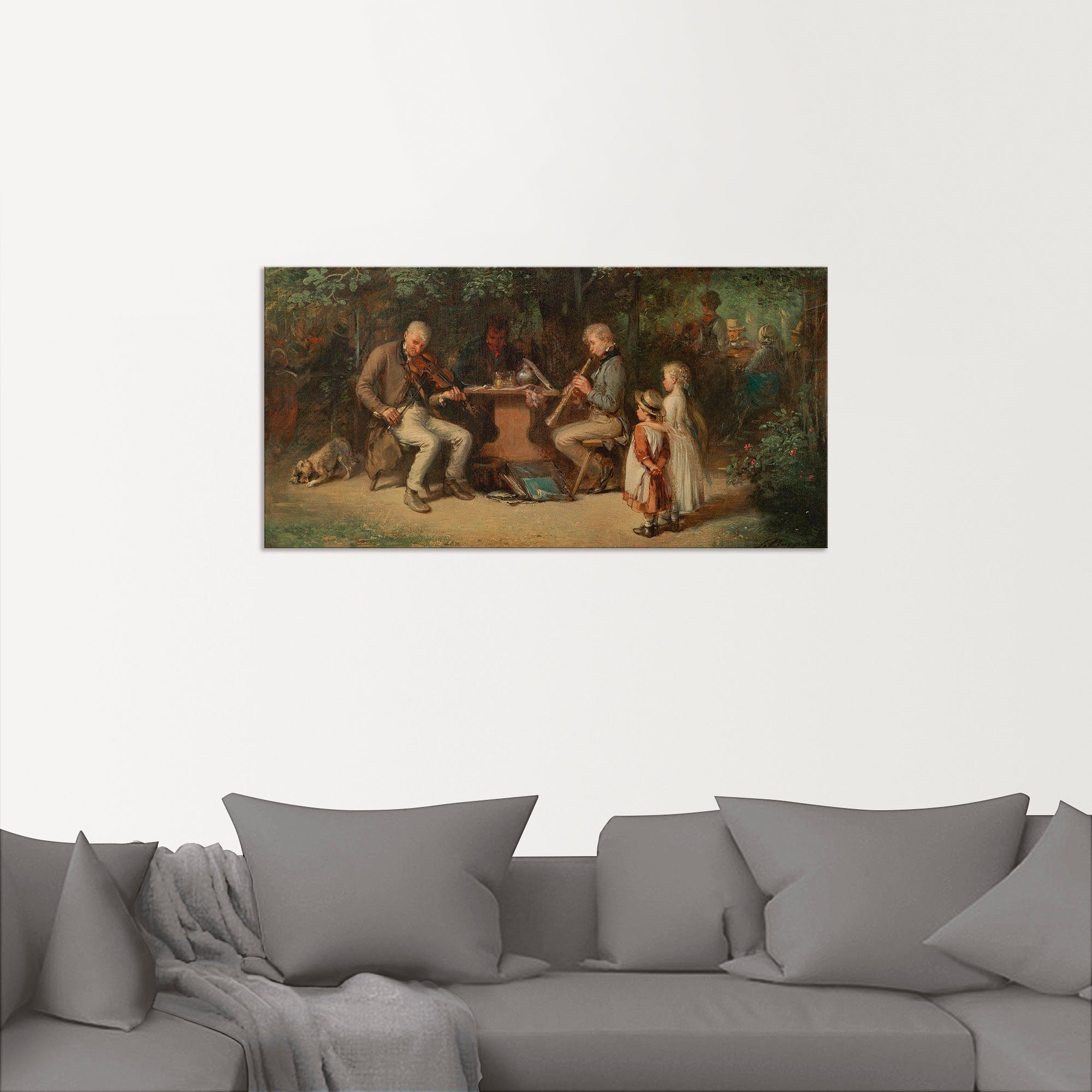 Artland Artprint Muzikanten in de tavernetuin als artprint van aluminium, artprint op linnen, muursticker of poster in verschillende maten