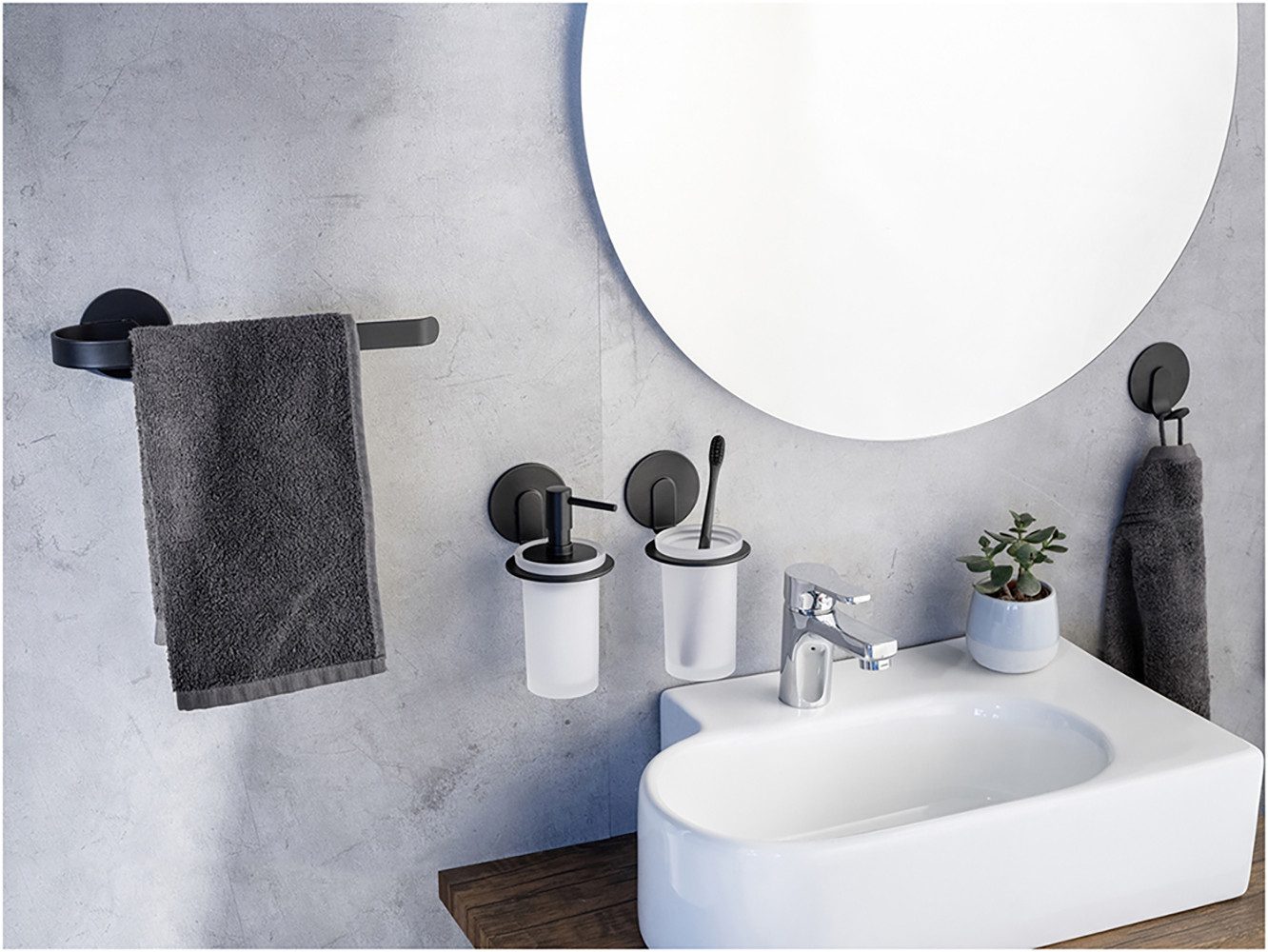 WENKO Poetsbeker Turbo-Loc® model Bivio met wandbevestiging zonder boren, aluminium, gesatineerd glas