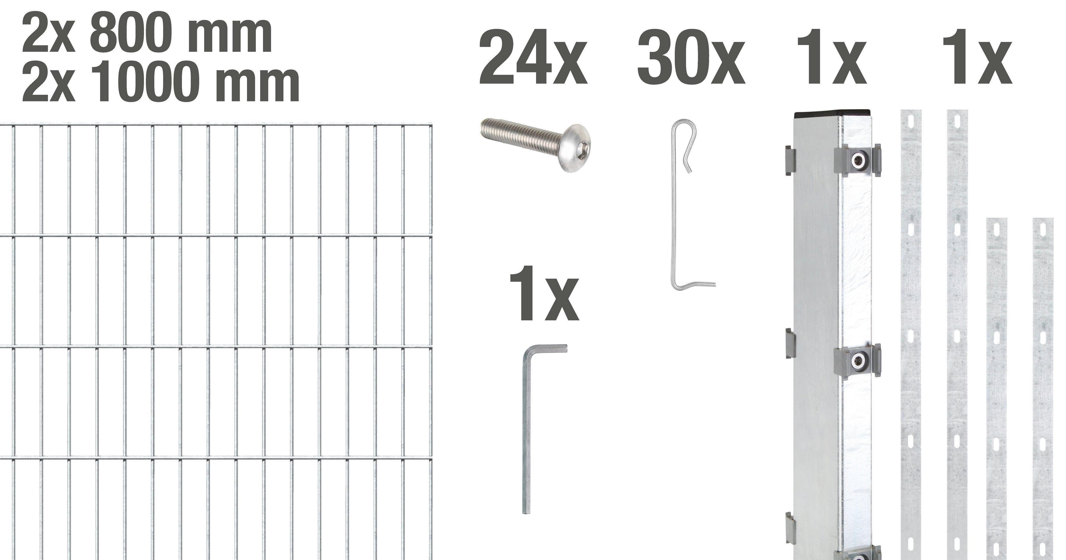 GAH Alberts Schanskorf Gabionen-aanbouwset Step² verzinkt, hoogte: 100 en 180 cm, breedte: 2 m, om in te betonieren (set)
