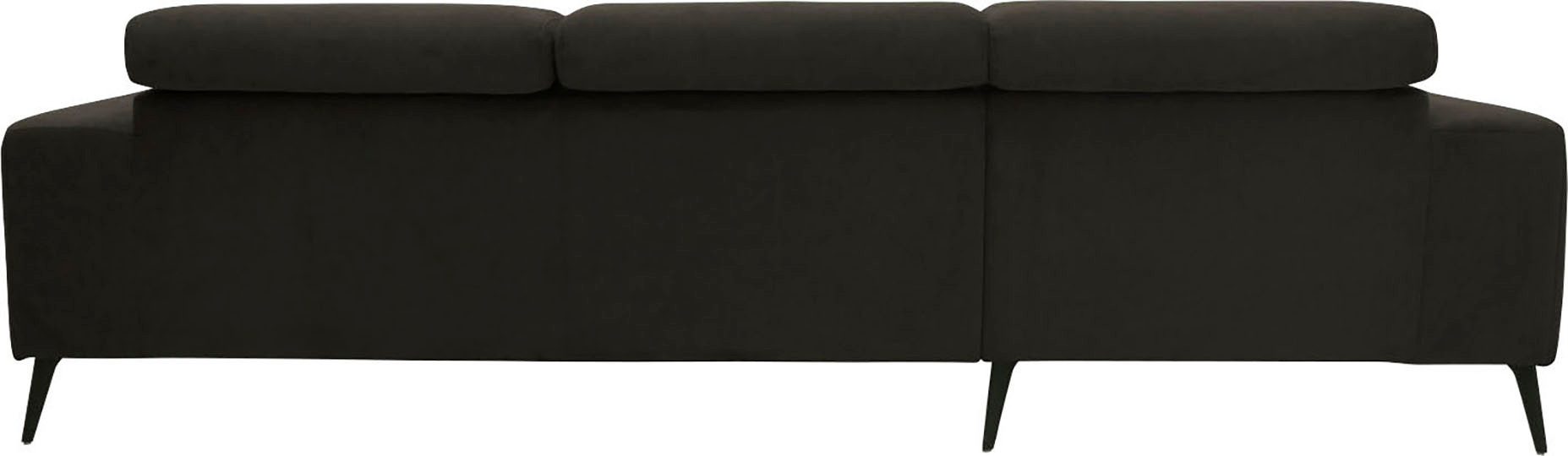 DOMO collection Hoekbank Trento L-vorm, met sledevoet of enkele voet naar keuze met verstelbare hoofdsteun, récamier links/rechts bestelbaar