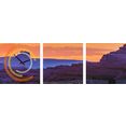 conni oberkircher´s beeld met klok violet rocks - bergen bij zonsondergang met decoratieve klok, panorama, ontspanning, natuur (set) multicolor