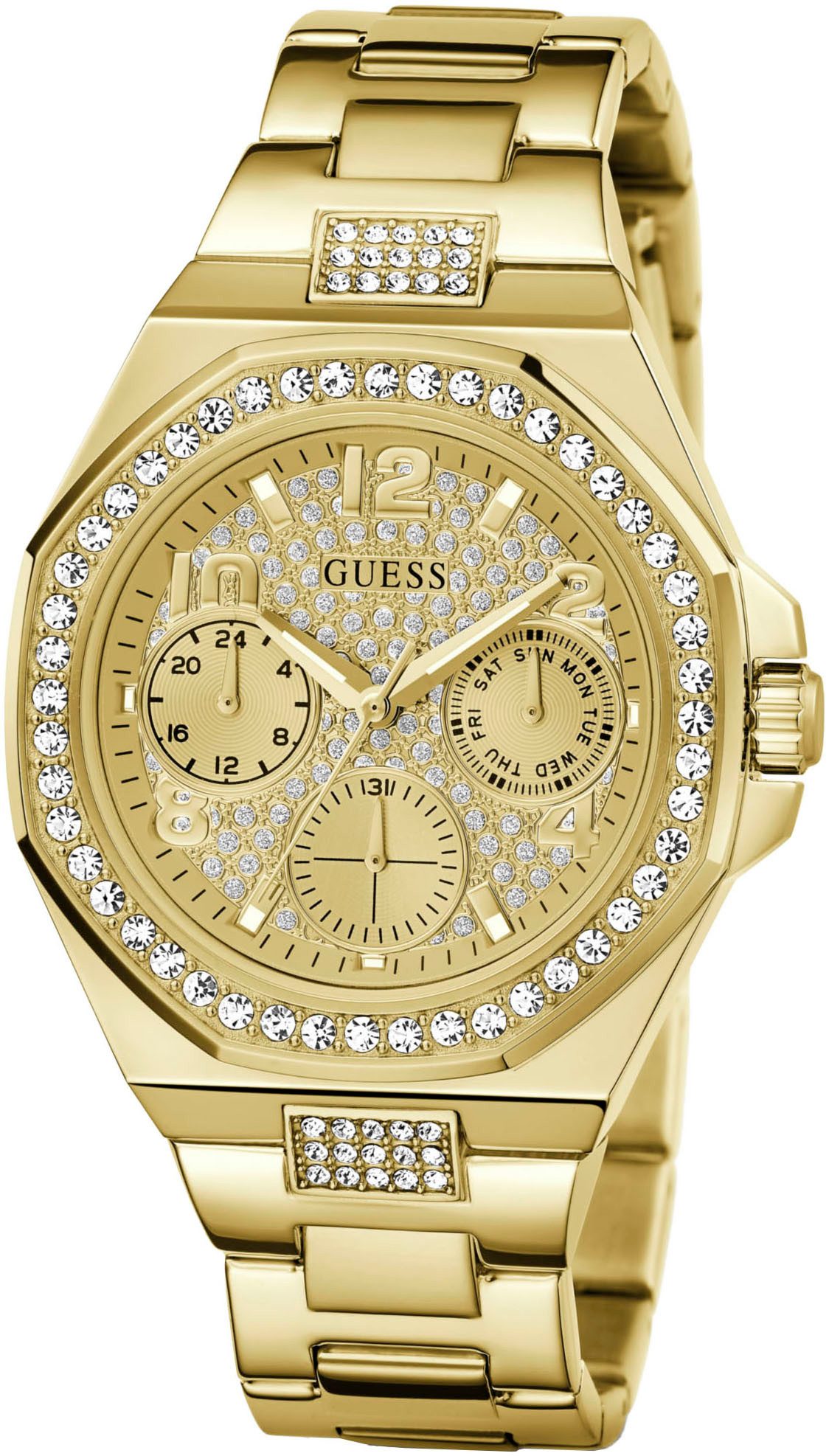 Guess Multifunctioneel horloge LADY EMPIRE Quartzhorloge, horloge, damenuur, datum, 12/24-uurs weergave