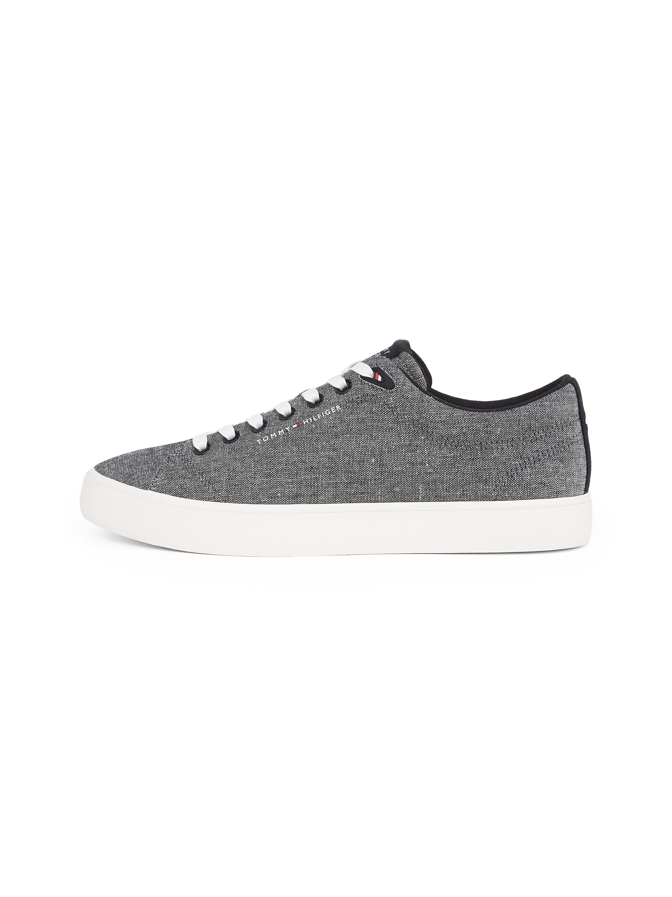 Tommy Hilfiger Plateausneakers TH HI VULC LOW CORE CHAMBRAY , vrijetijdsschoen, lage schoen, veterschoen in gemêleerde look