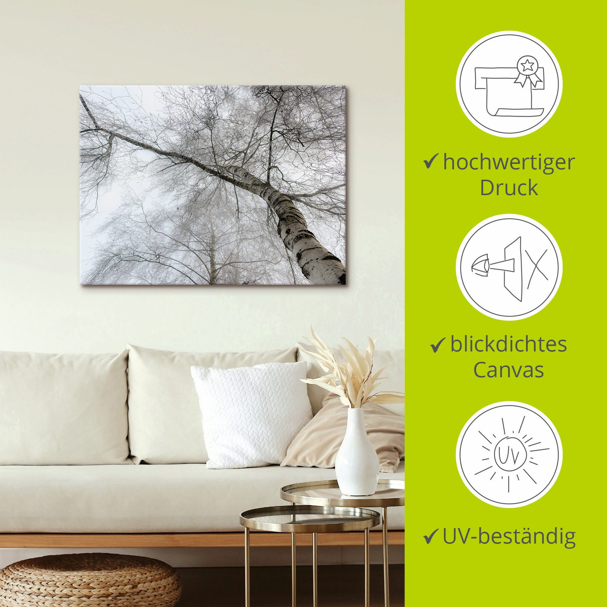 Artland Artprint Winter berk als artprint op linnen, muursticker in verschillende maten