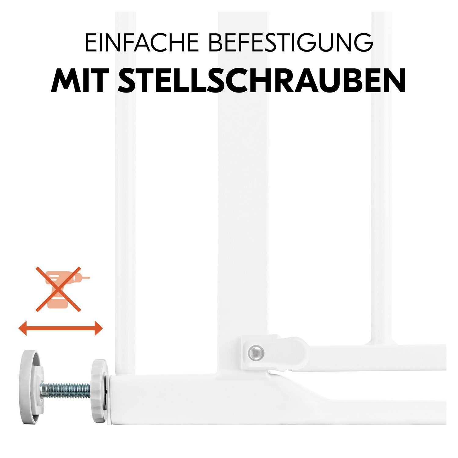 Hauck Traphek Clear Step set 2 inclusief verlenging 9 cm, wit ook als traphekje te gebruiken, 84-89 cm, vlakke doorgang