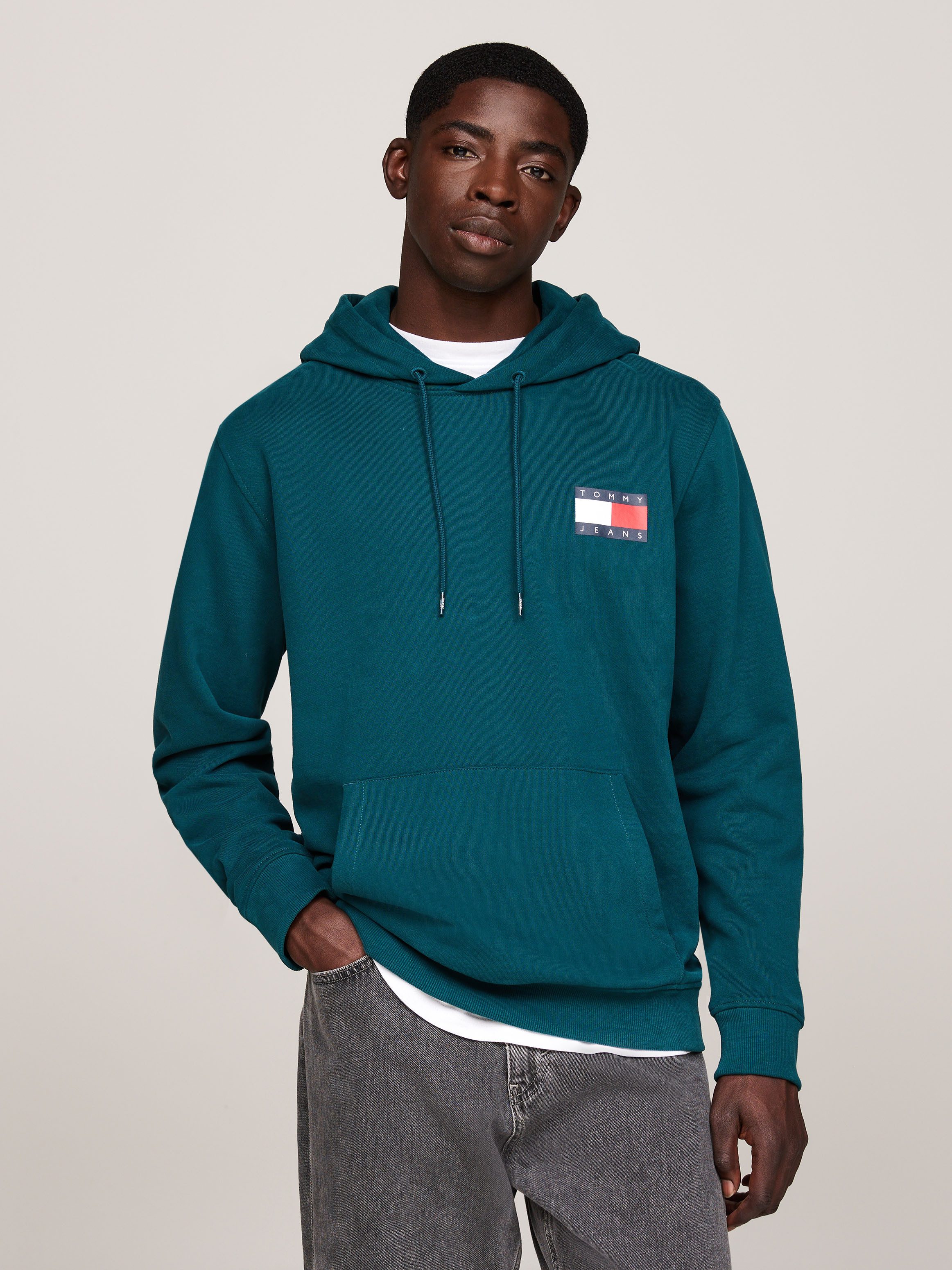 Tommy Jeans Plus Hoodie TJM REG ESSENTIAL FLAG HOOD EXT heren hoodies maat XXXL blauw