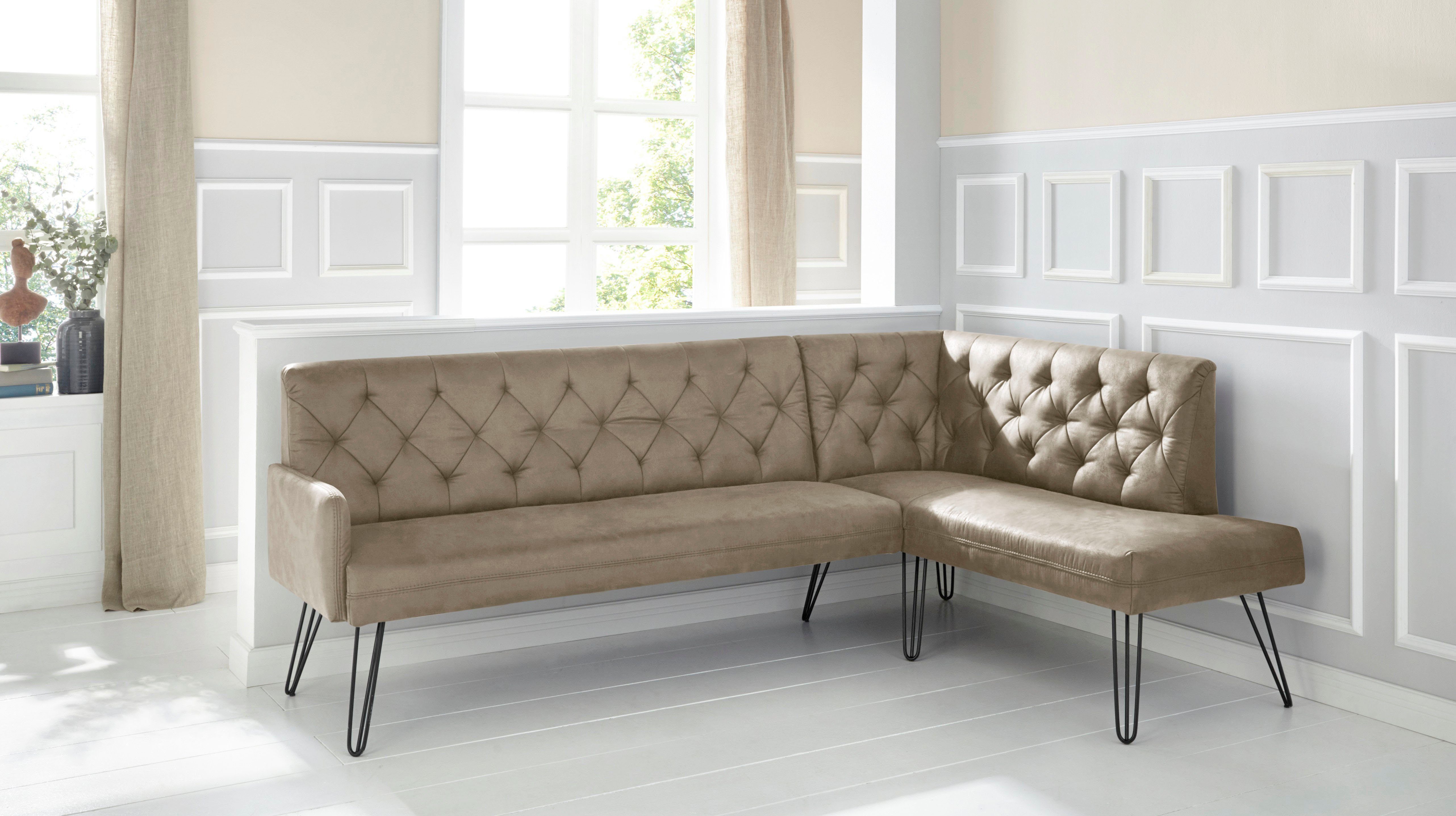 exxpo - sofa fashion Hoekbank Doppio, Chesterfield look, comfortabel en handig, hoge designvoeten