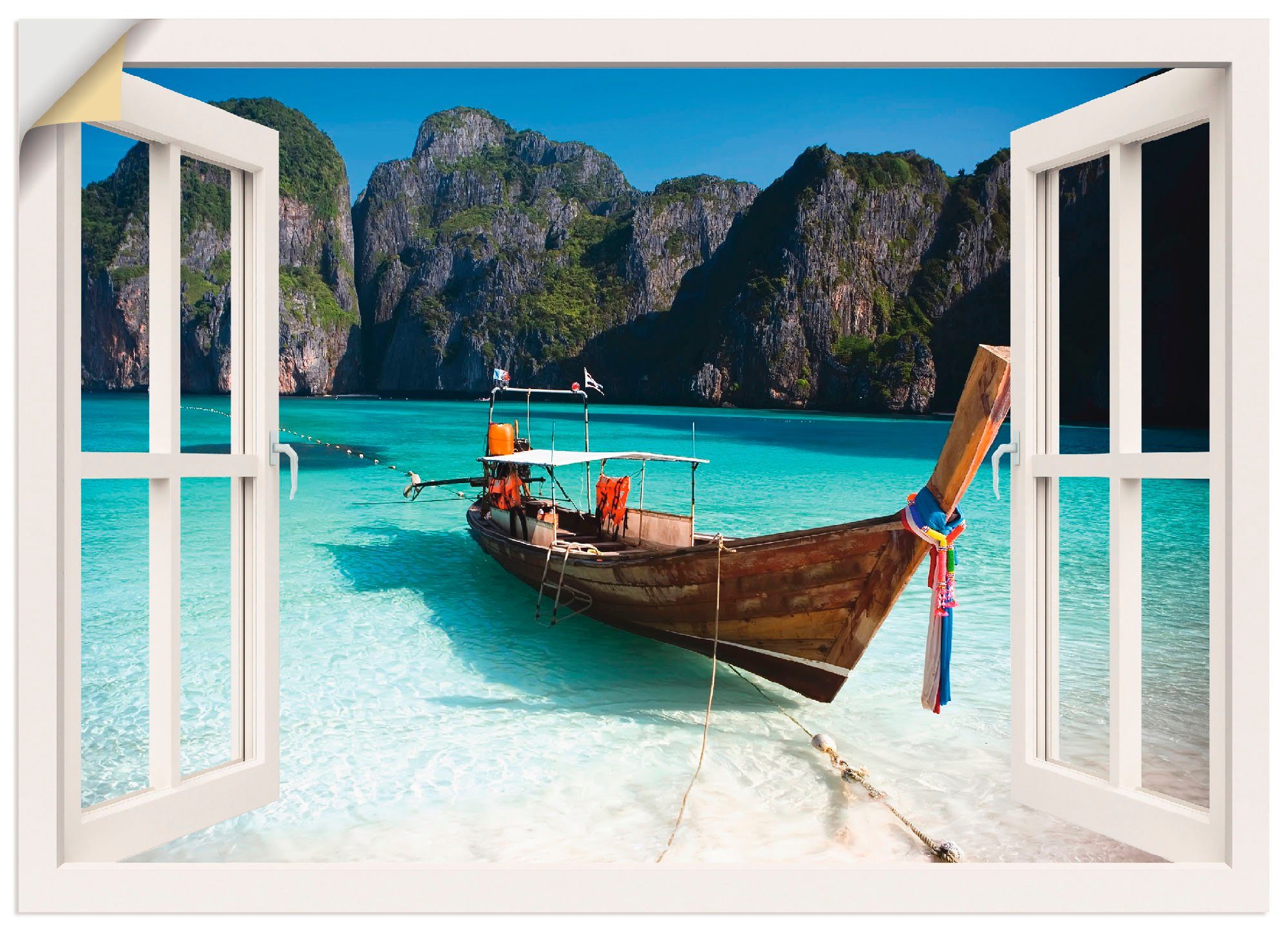 Artland Artprint Blik uit het venster Maya Bay Koh Phi Phi Leh (1 stuk)