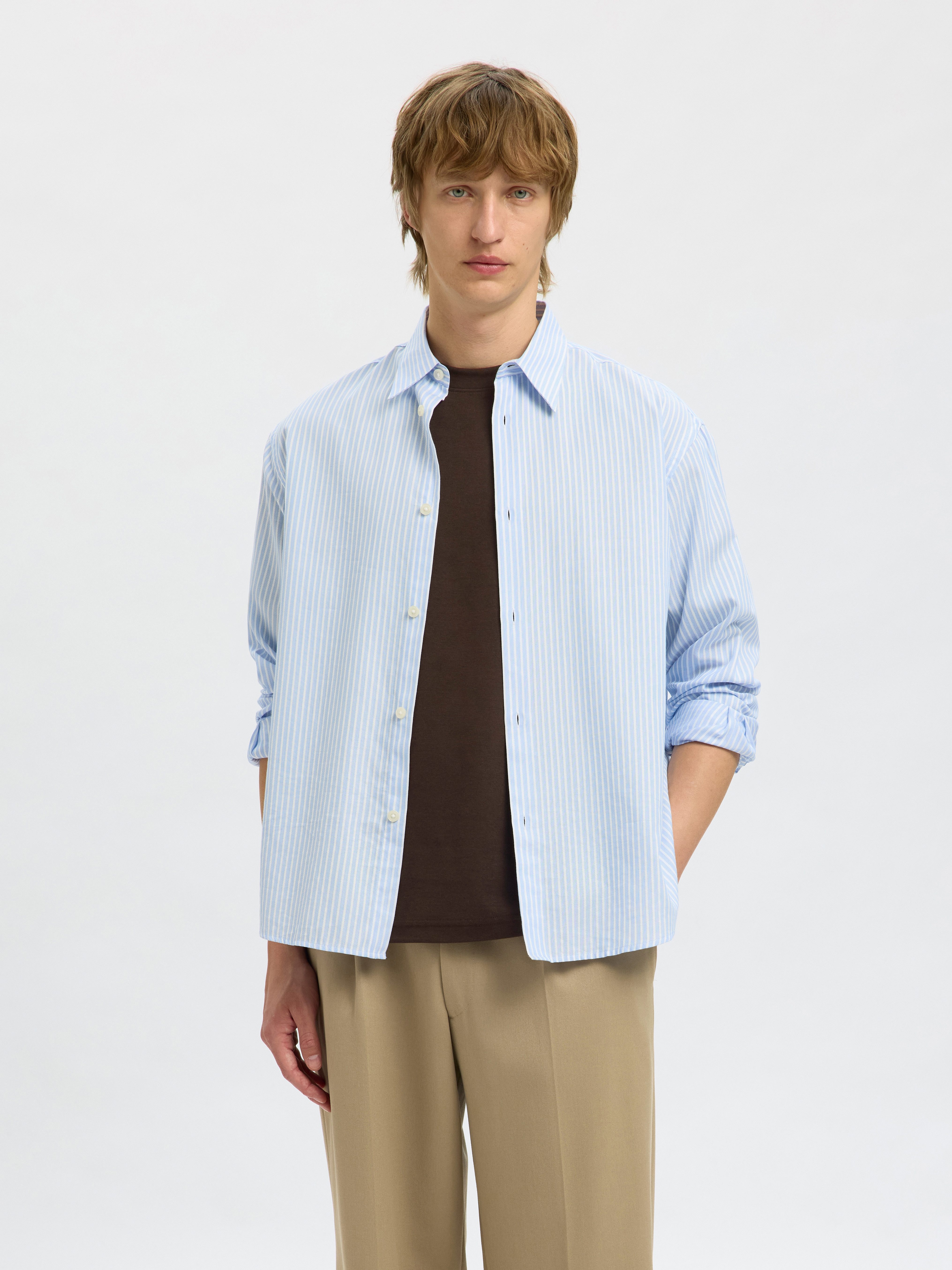 SELECTED HOMME Shirt met ronde hals SLHLOOSEOSCAR SS O-NECK TEE NOOS
