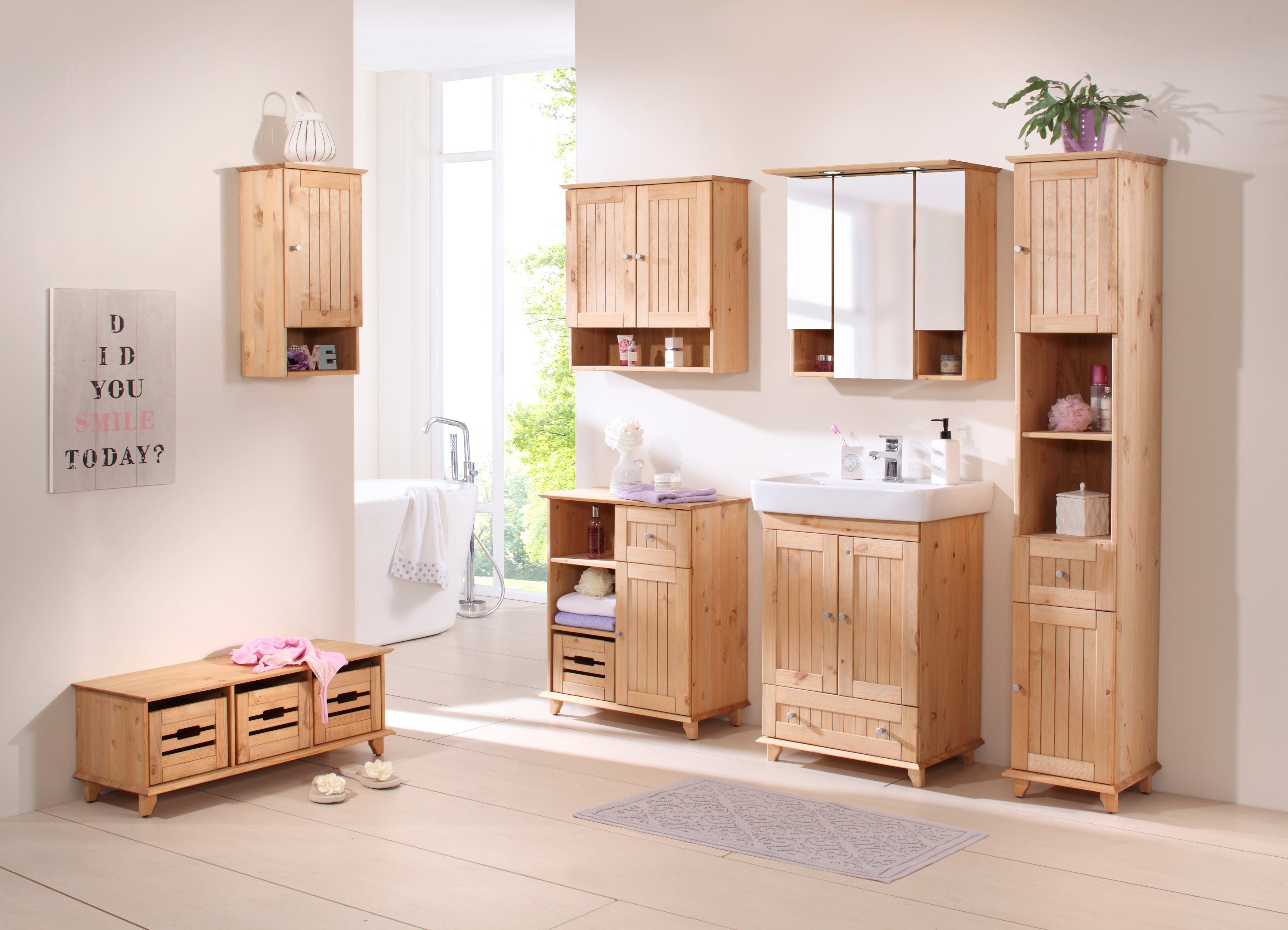 welltime Hoge kast Venezia rustiek Breedte 33 cm, van hoogwaardig hout