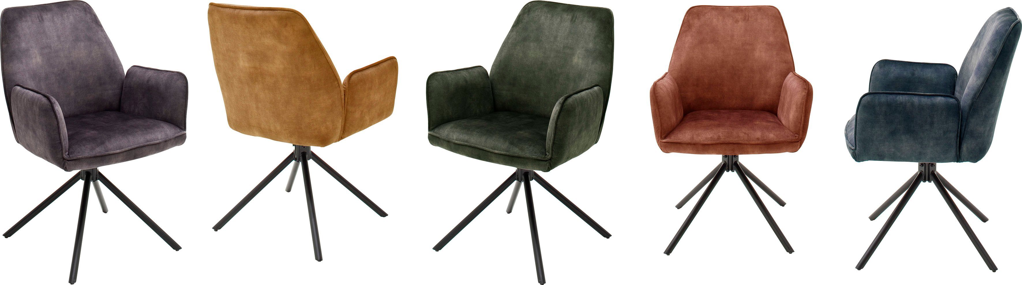 MCA furniture Eetkamerstoel Ottawa met armleuning Vintage suède-look met opstaande naad, stoel belastbaar tot 120 kg (set, 2 stuks)