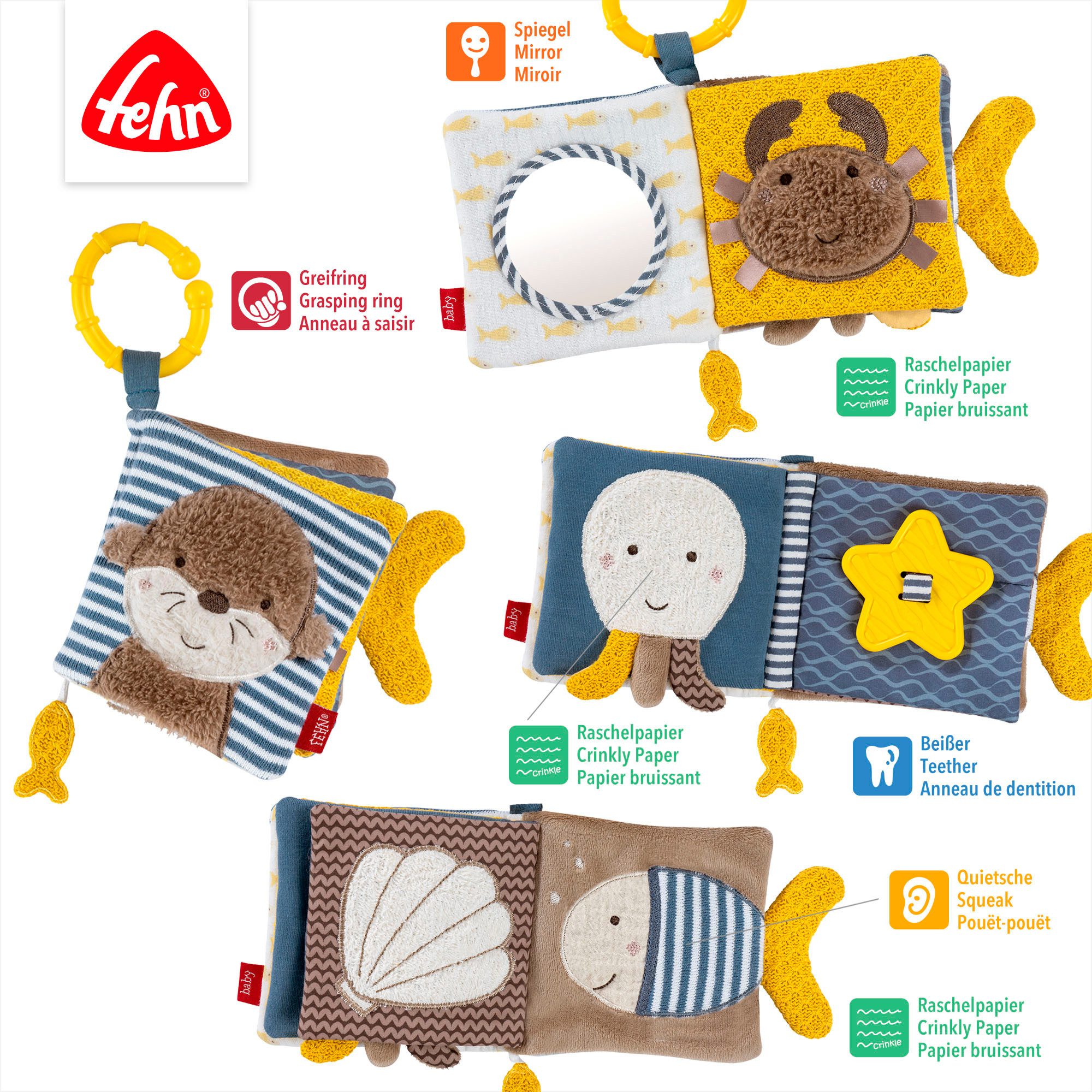 Fehn Grijpspeeltje Otter Theo, stoffenboek Otter
