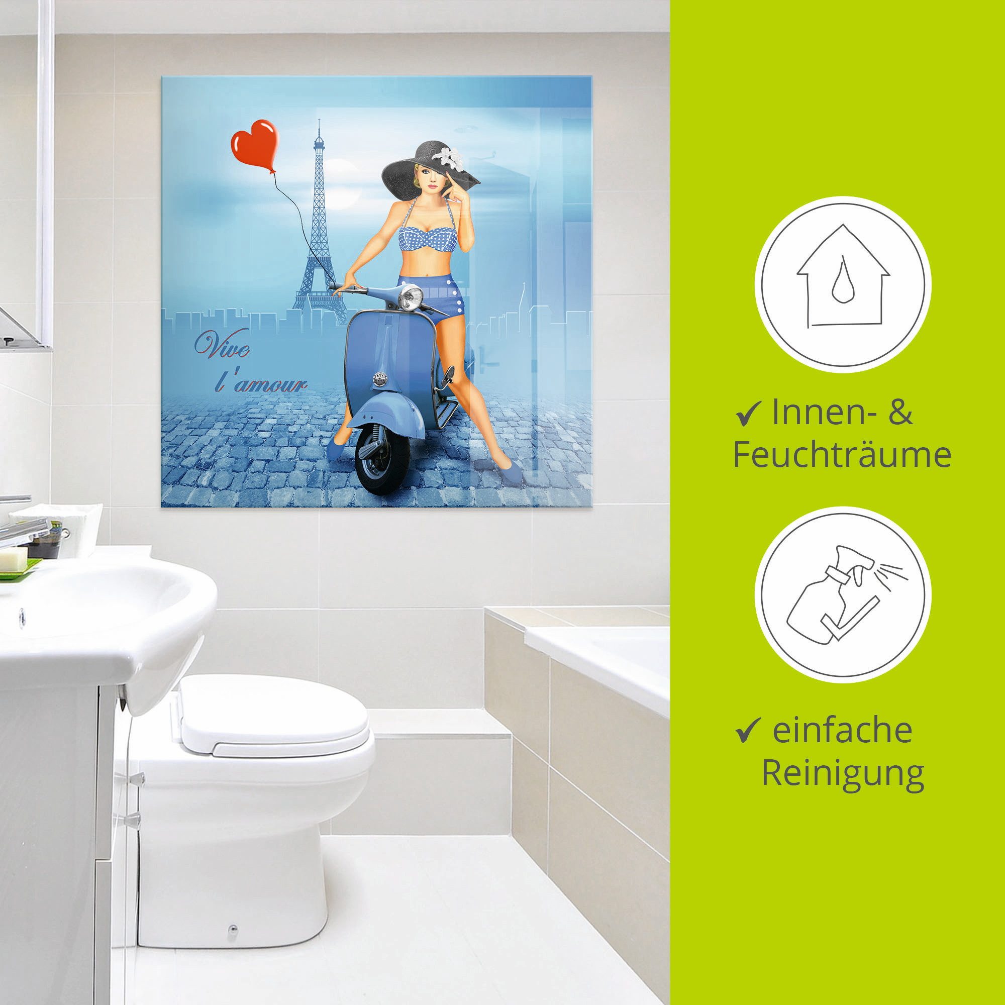Artland Print op glas Lang leve de liefde in verschillende maten